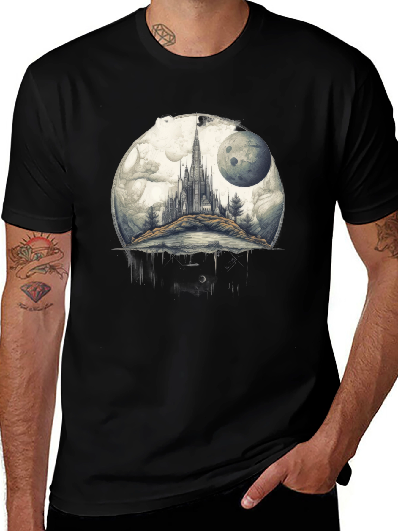 Variant 10 of Fantasy Castle Moonscape Graphic Tee