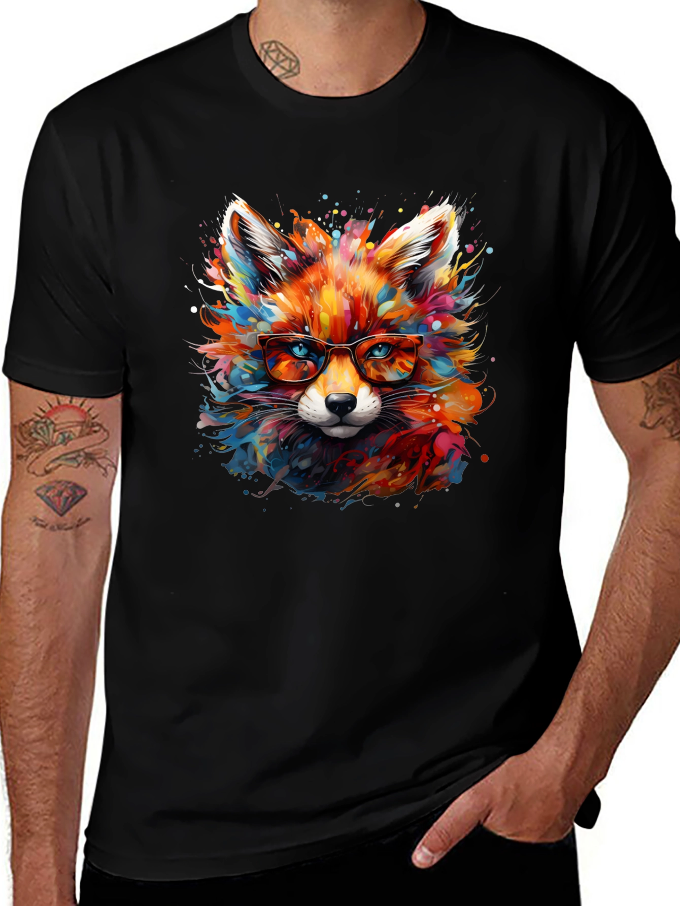 Colorful Fox Art T-Shirt