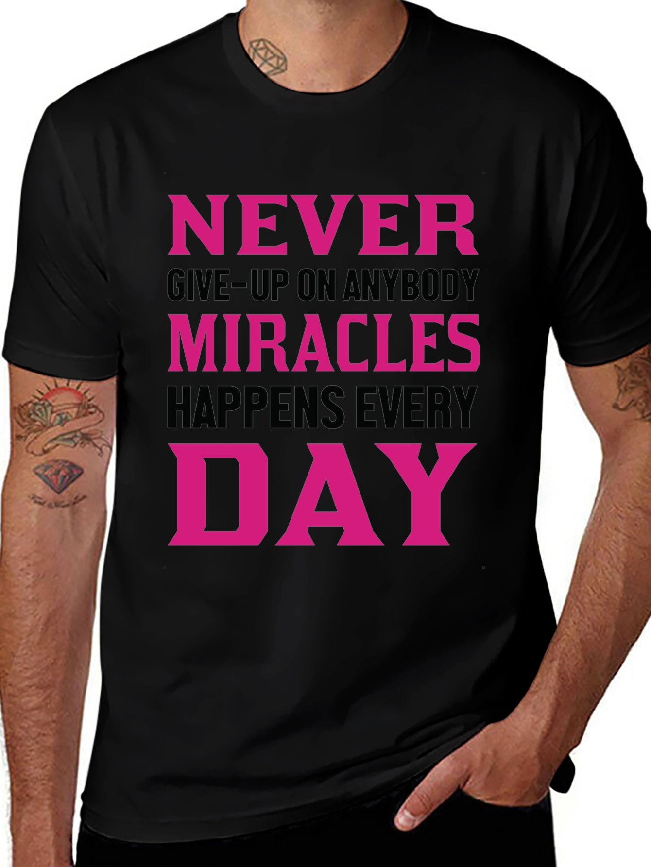 Variant 26 of Inspirational Graphic Tee - Never Give Up Miracles