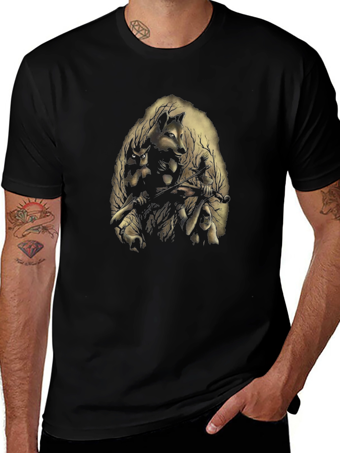 Variant 5 of Nature Spirit Graphic Print Black T-Shirt