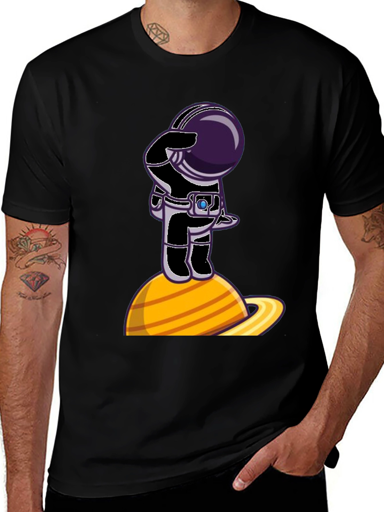 Variant 10 of Astronaut on Saturn Graphic T-Shirt - Space Explorer