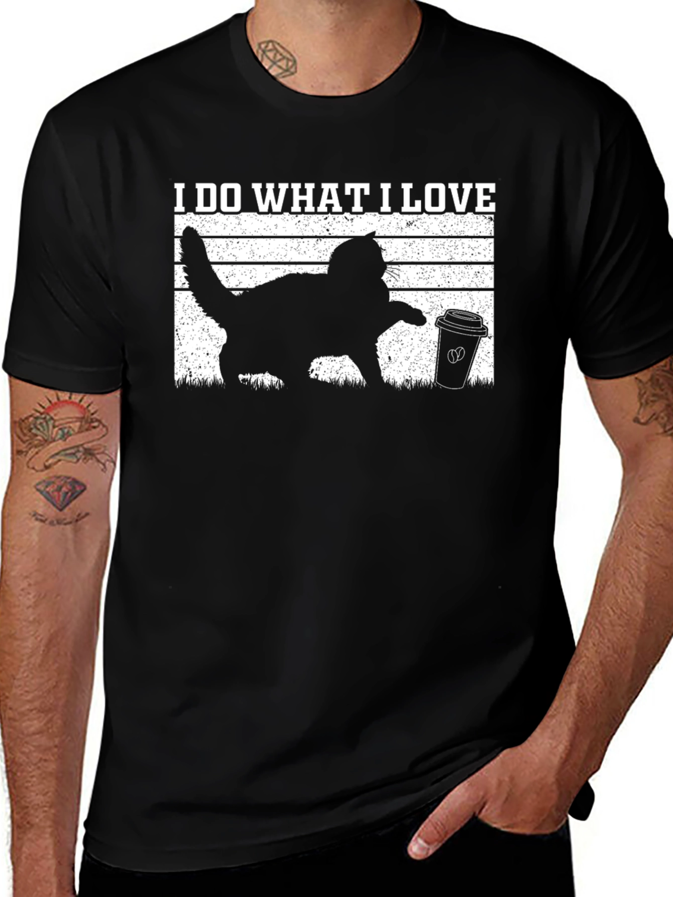Variant 12 of I Do What I Love Cat & Coffee Graphic Tee
