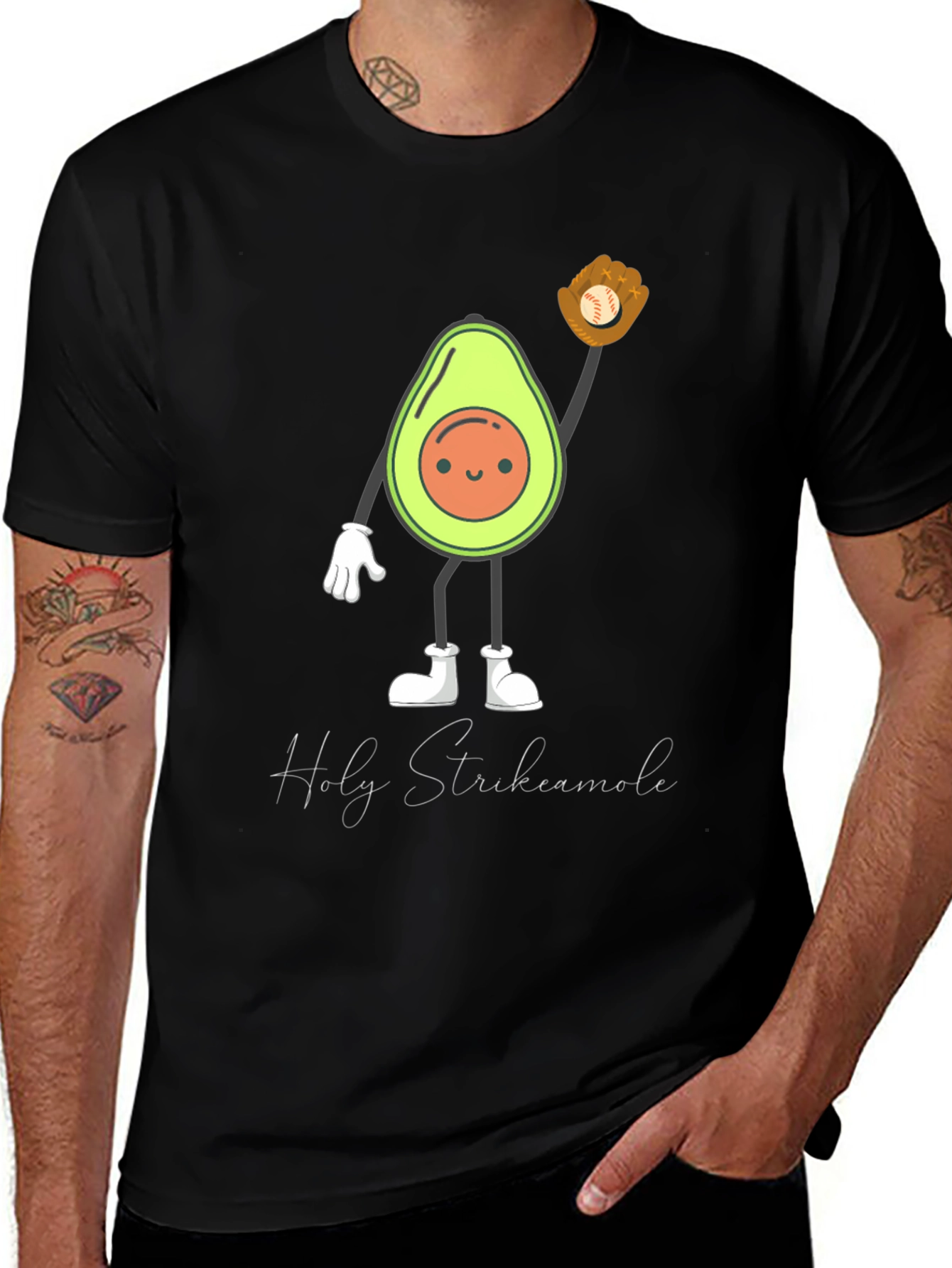 Variant 30 of Funny Holy Strikecamole Avocado Baseball Graphic Tee