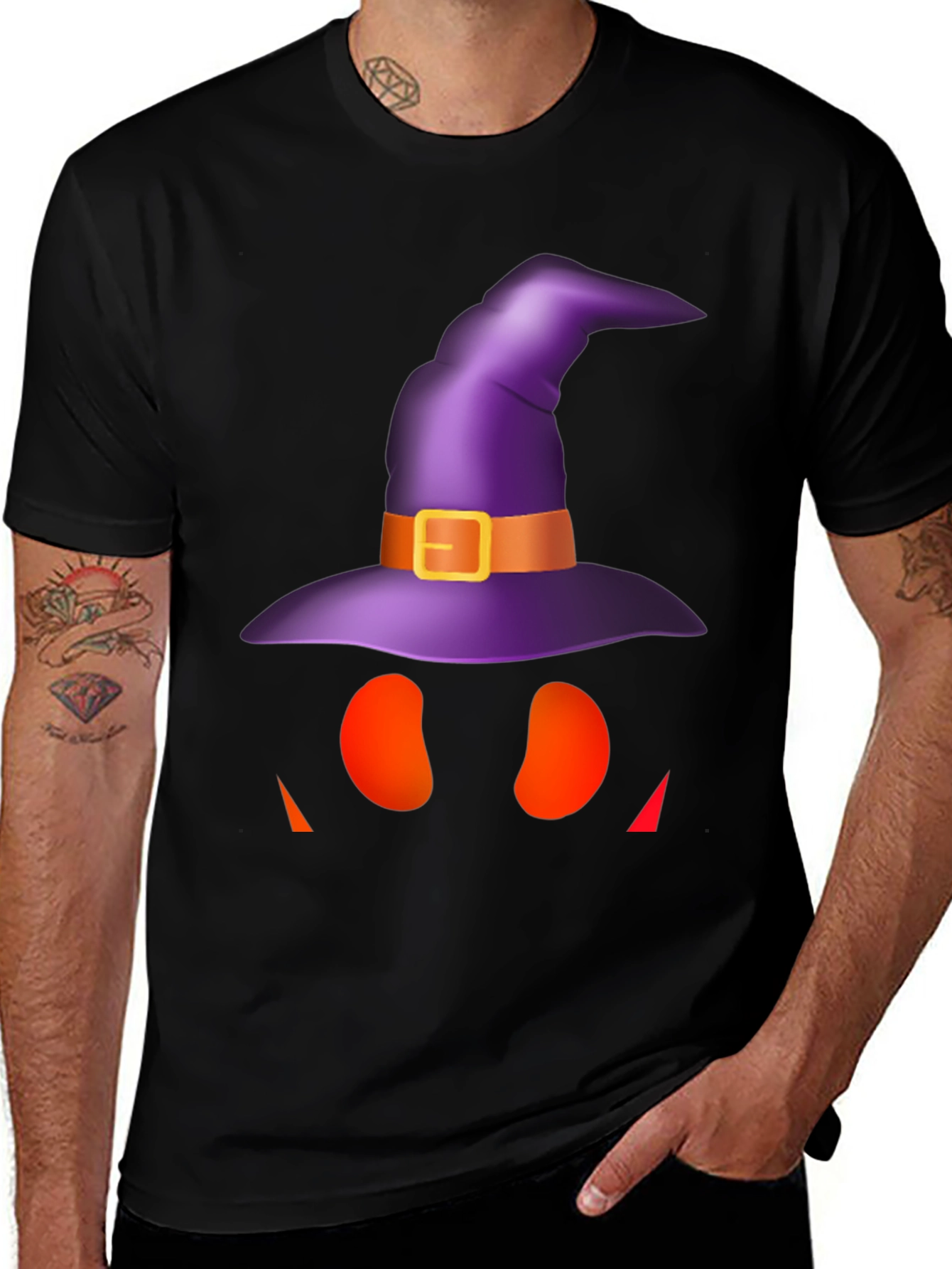 Variant 19 of Halloween Witch Hat Pumpkin Face T-Shirt