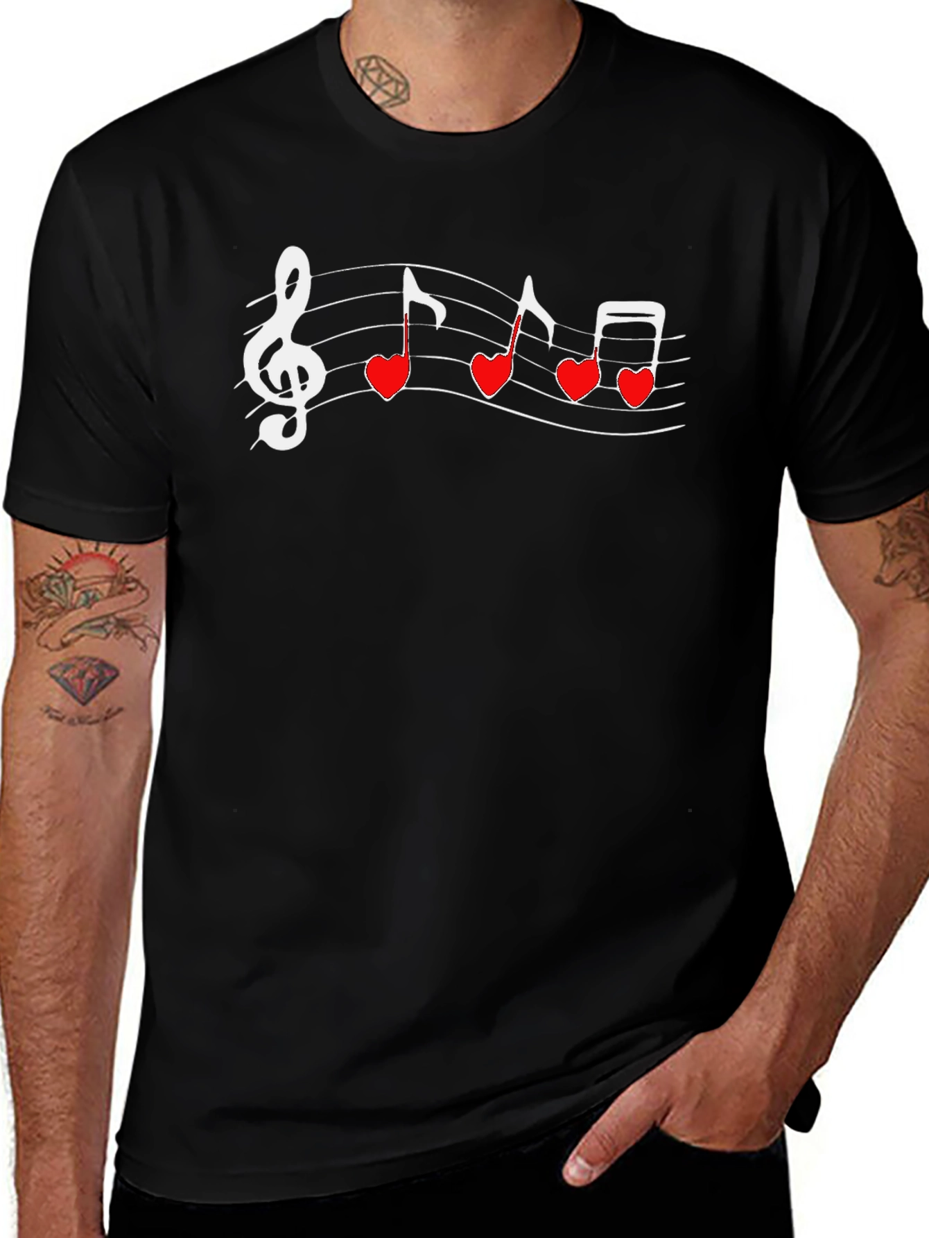 Variant 23 of Music Love Notes Black T-Shirt