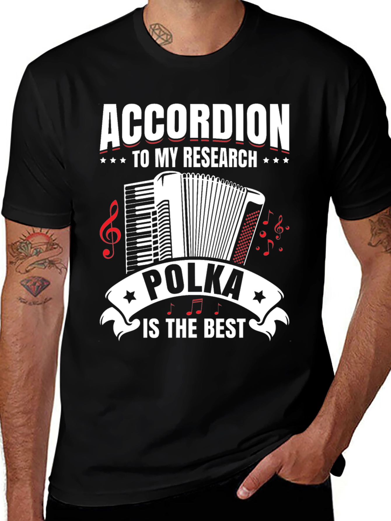 Variant 28 of Accordion Polka Music T-Shirt - Research is the Best