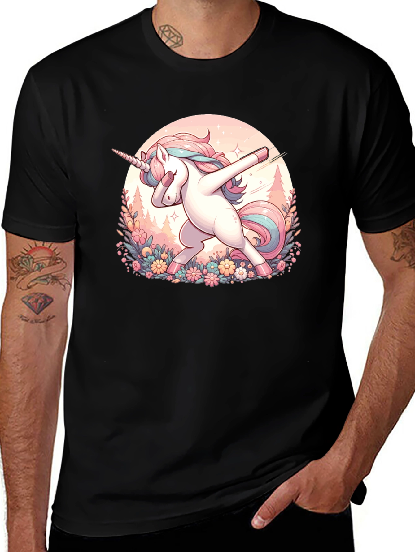 Variant 23 of Unicorn Dab Black T-Shirt