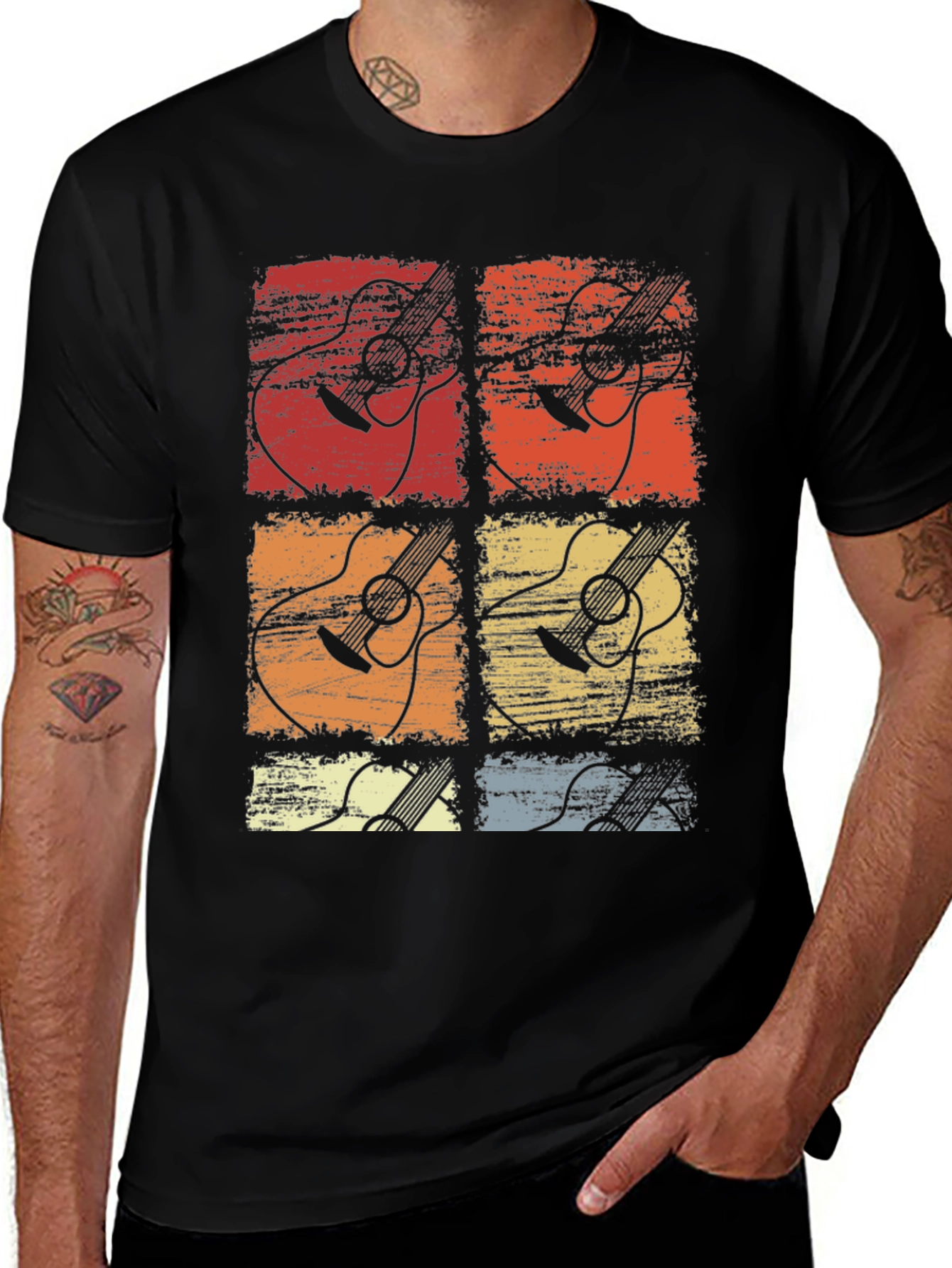 Variant 13 of Retro Guitar Art Graphic T-Shirt