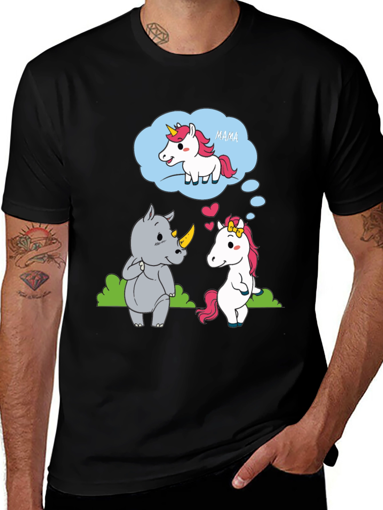Variant 18 of Unicorn & Rhino 'Mama' Black T-Shirt