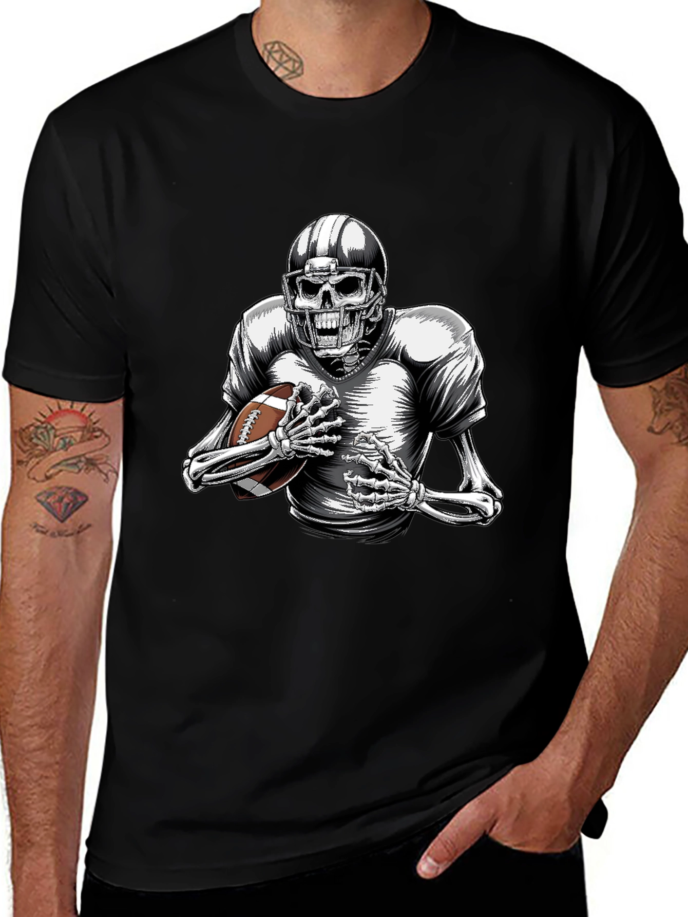 Variant 16 of Skeleton Football Player Graphic T-Shirt