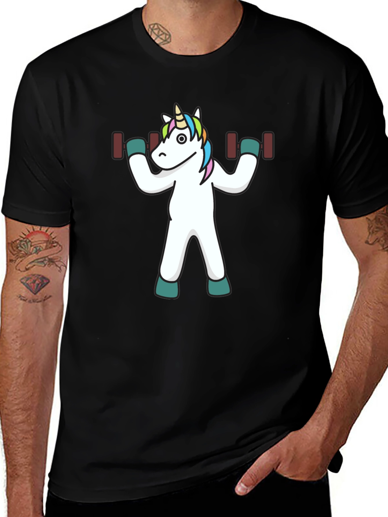 Variant 12 of Unicorn Gym T-Shirt - Black Novelty Tee