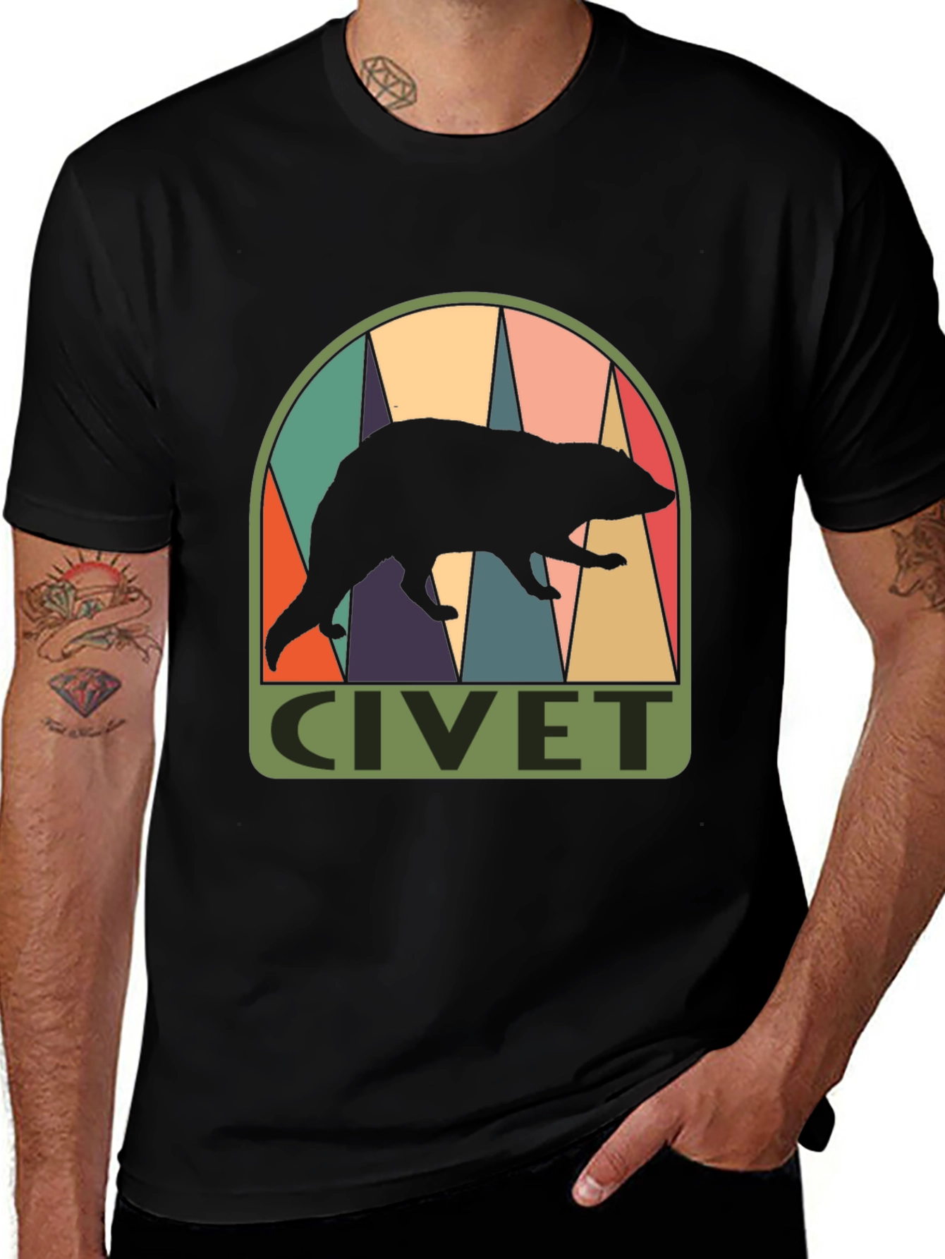 Variant 22 of Retro Civet T-Shirt - Unique Animal Graphic Tee