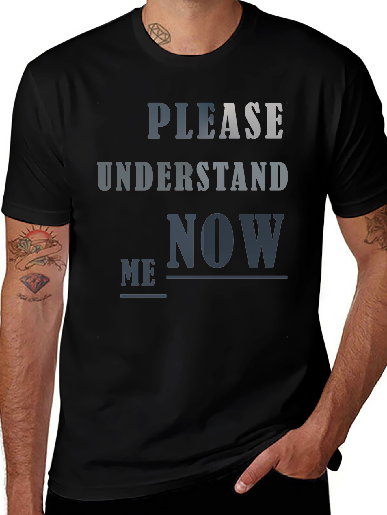 Black Please Understand Me Now T-Shirt main image