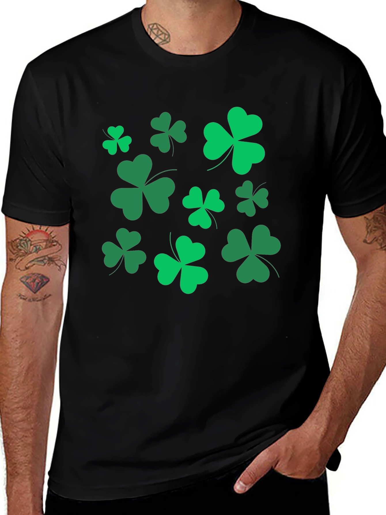 Shamrock Print Crew Neck T-Shirt