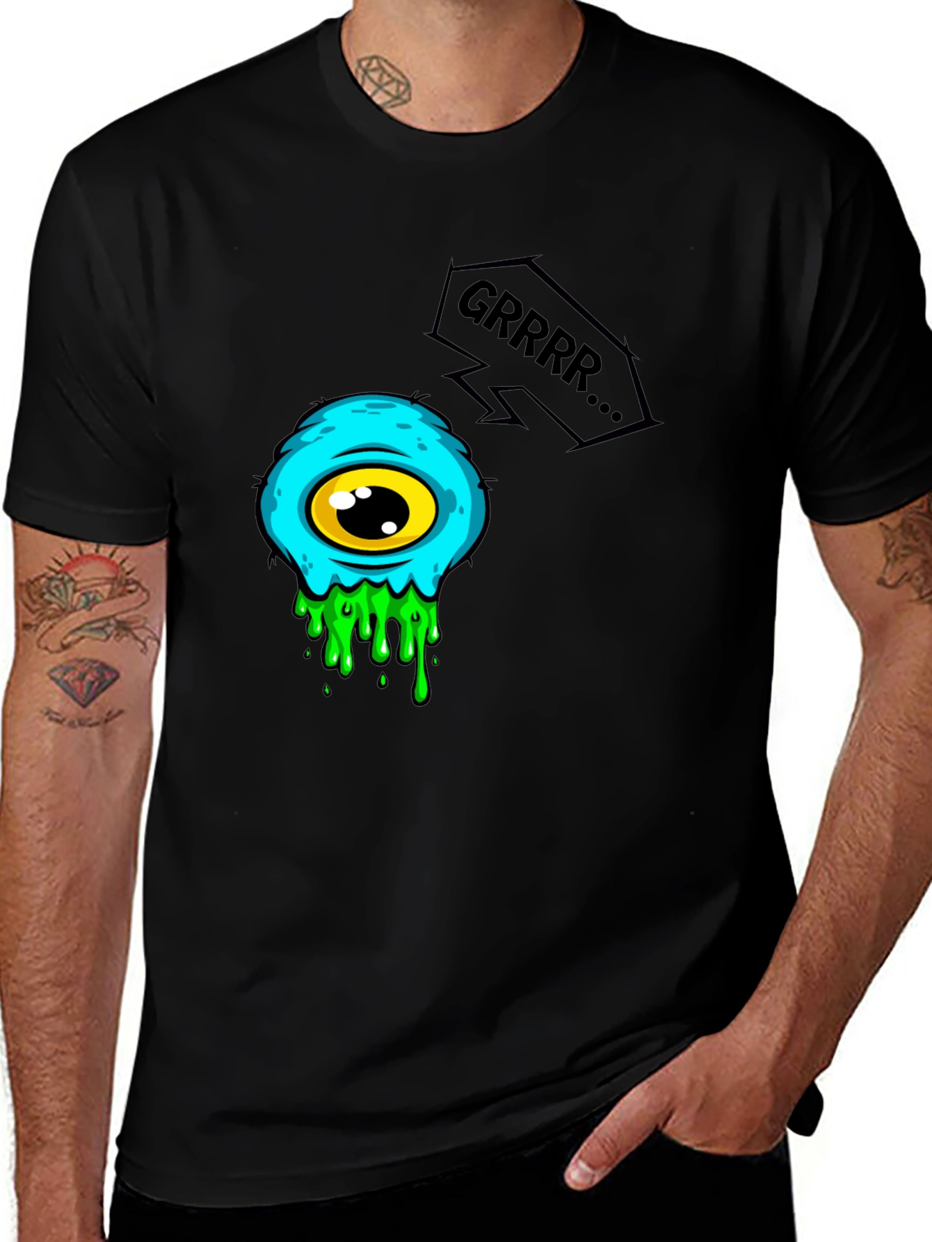 Variant 9 of Grrr Monster Eye Graphic Tee - Black