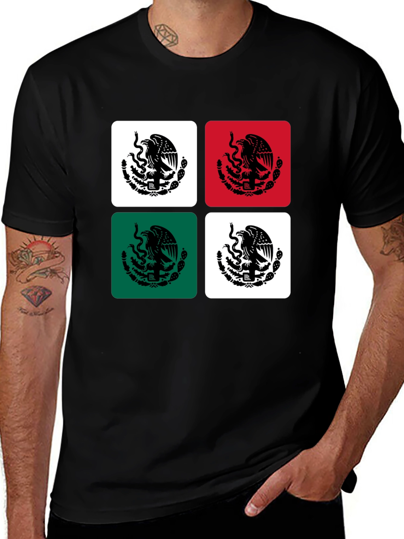 Variant 9 of Mexican Flag Emblem Graphic Tee