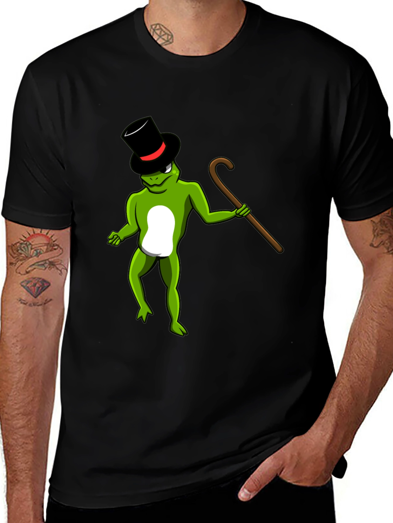 Variant 6 of Frog with Cane Graphic Tee - Fun & Stylish
