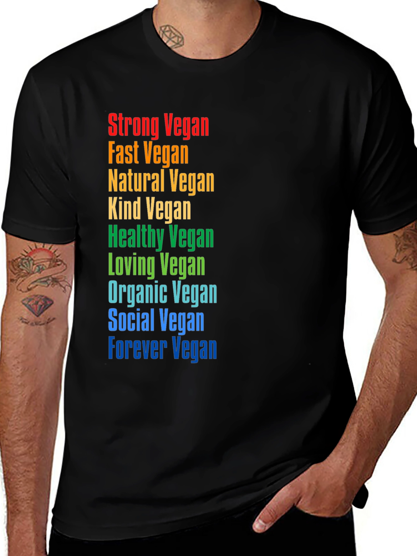 Variant 28 of Rainbow Vegan Graphic Tee - Black Unisex T-Shirt