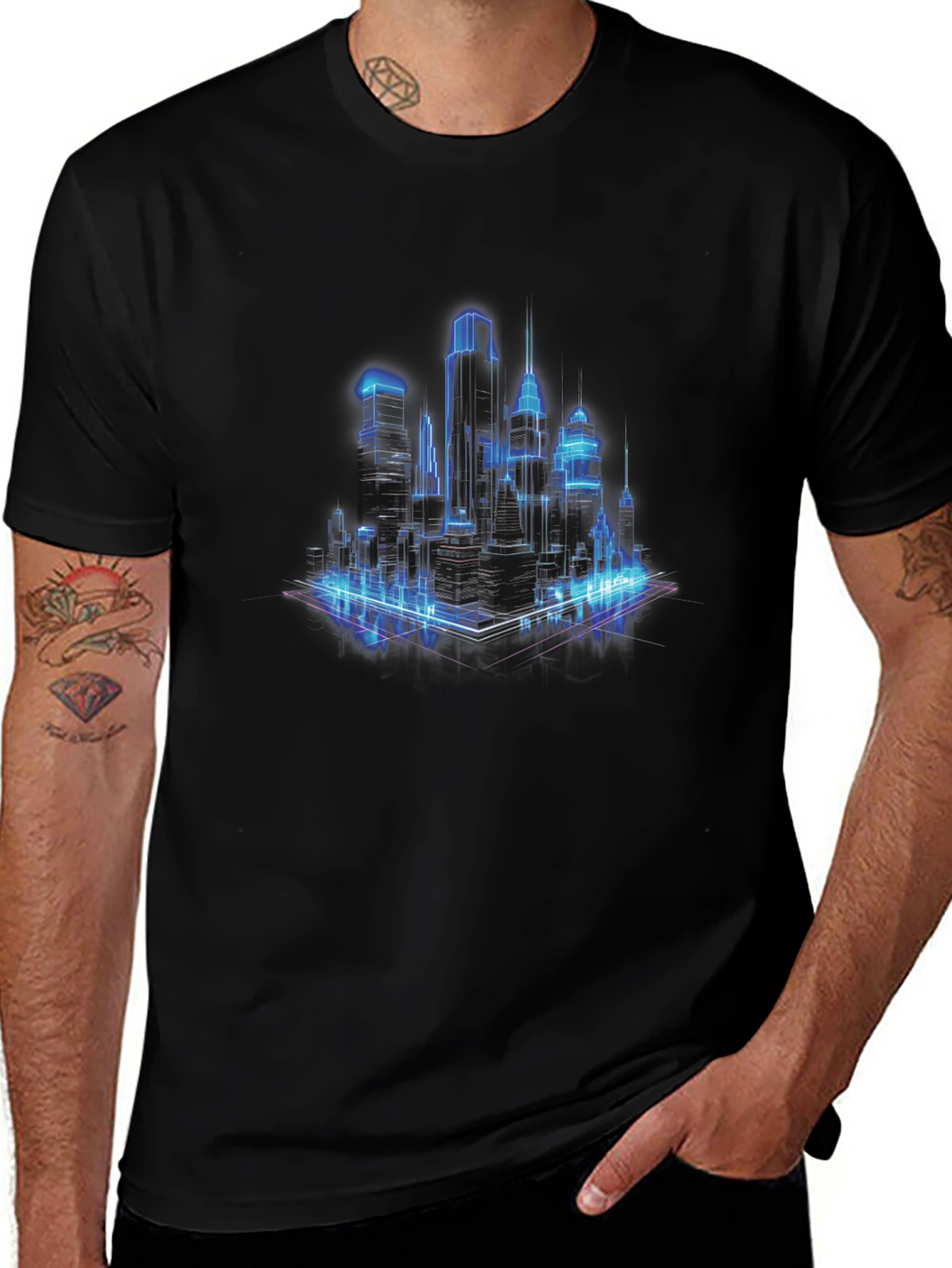 Variant 17 of Neon Cityscape Graphic Tee - Cool Urban Style T-Shirt