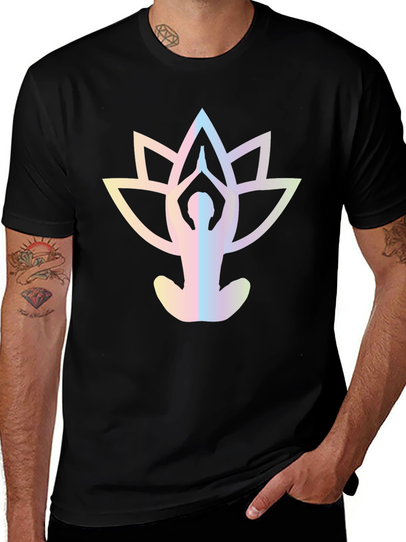 Variant 14 of Lotus Yoga Black T-Shirt