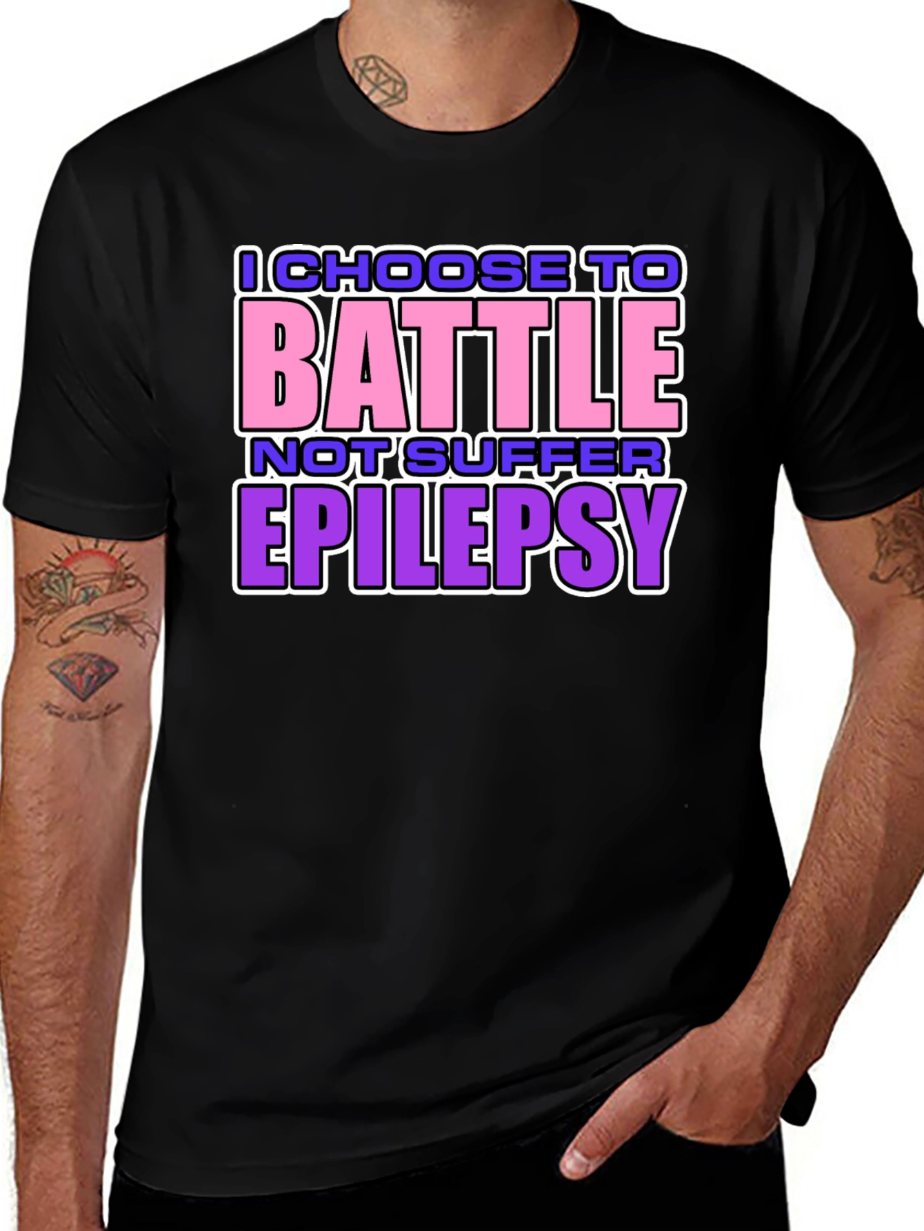 Variant 29 of I Choose To Battle Epilepsy Black T-Shirt