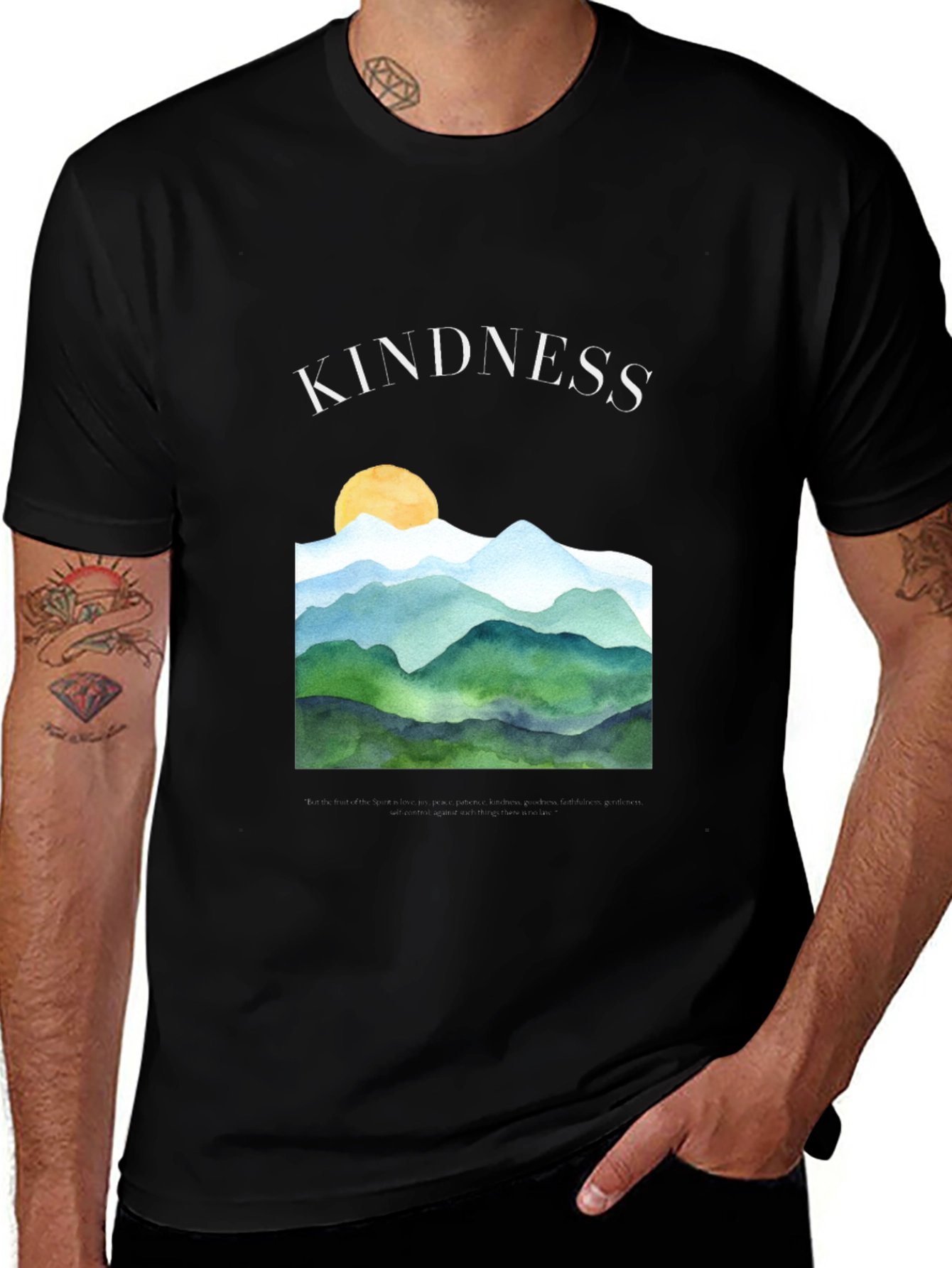 Variant 28 of Kindness Watercolor Mountains Graphic Tee