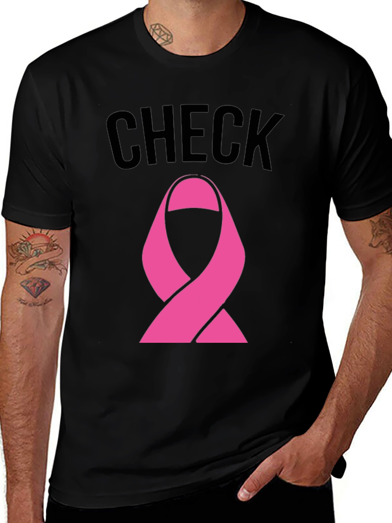 Variant 6 of Check Awareness Ribbon Black T-Shirt