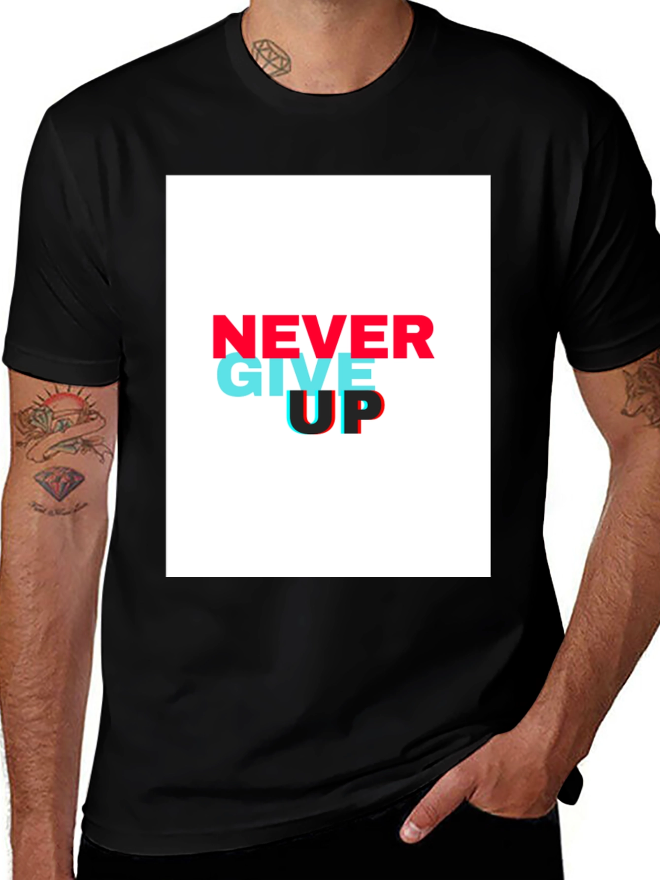 Variant 9 of Never Give Up Graphic Tee - Motivational T-Shirt
