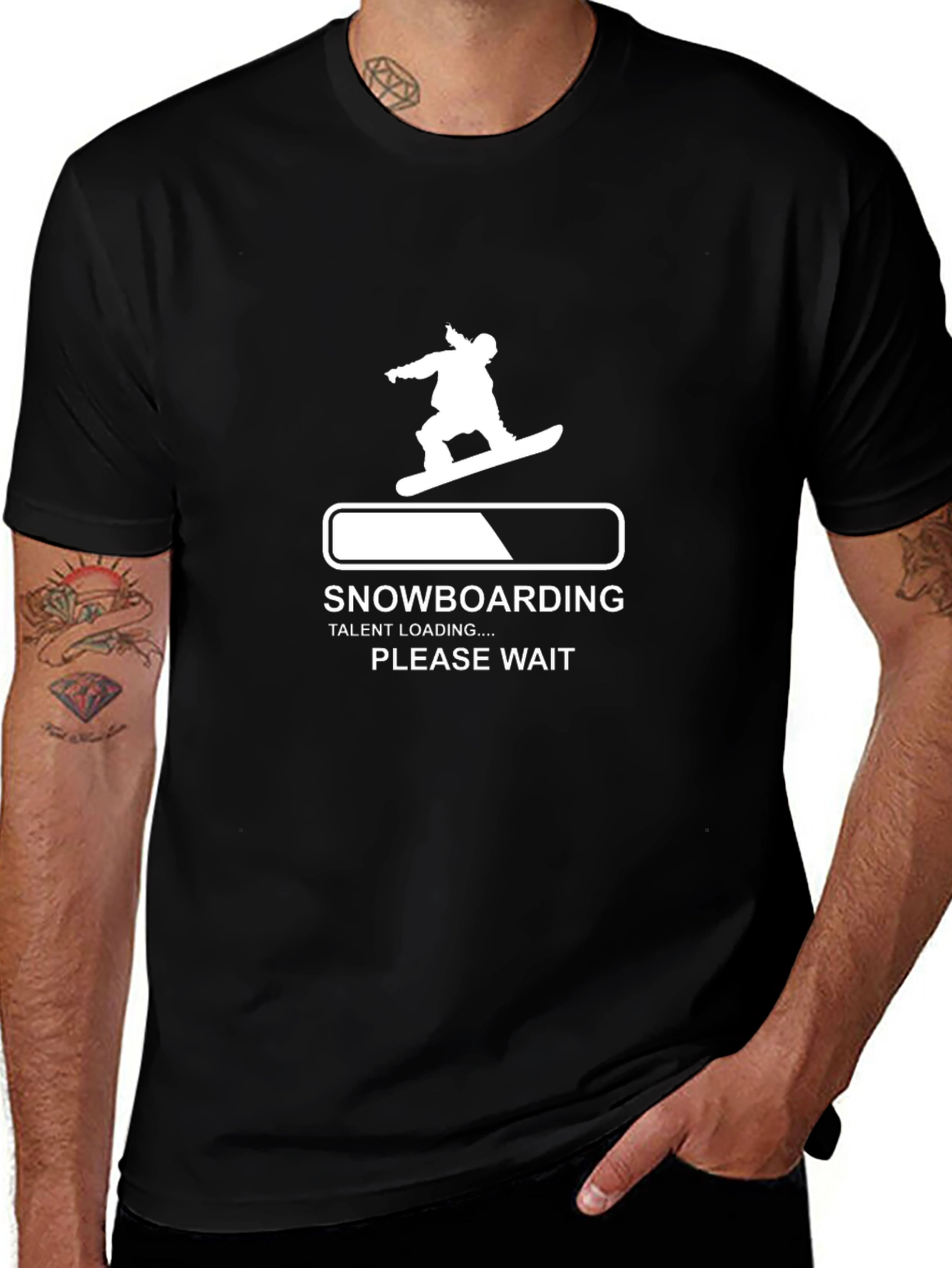 Snowboarding Talent Loading Black T-Shirt