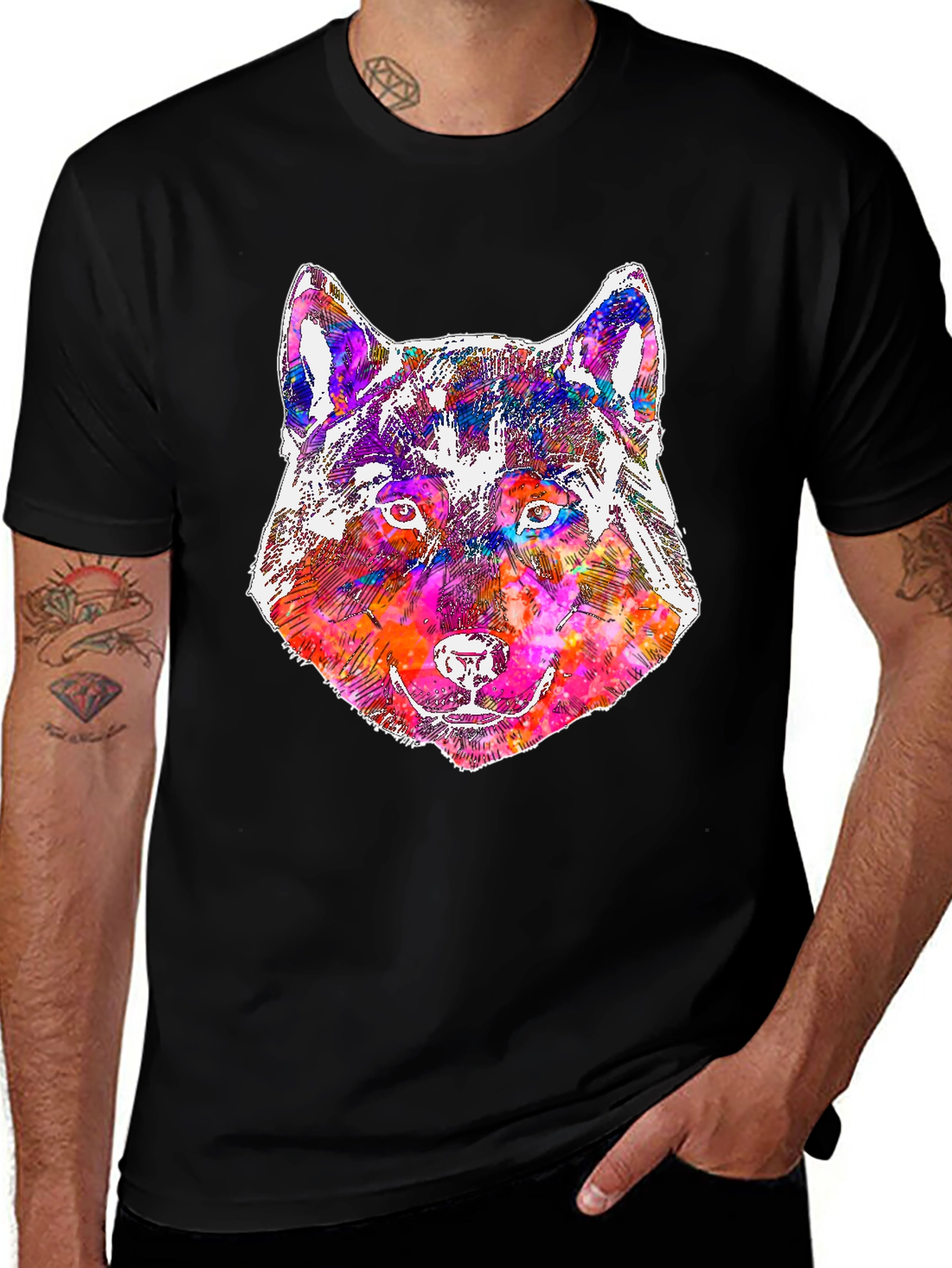 Variant 21 of Abstract Wolf Graphic Tee - Black Unisex T-Shirt