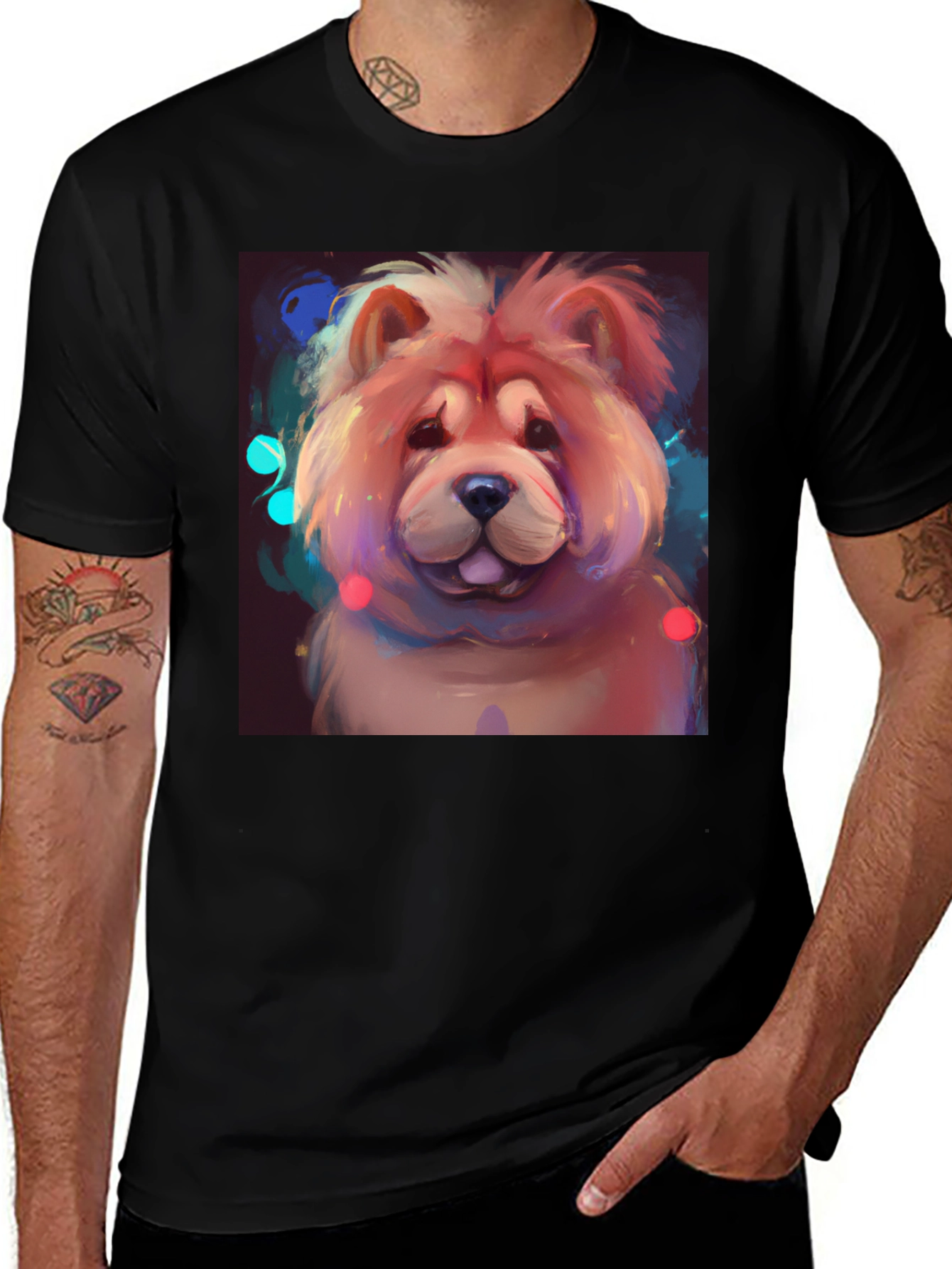 Cartoon Chow Chow Dog Graphic T-Shirt