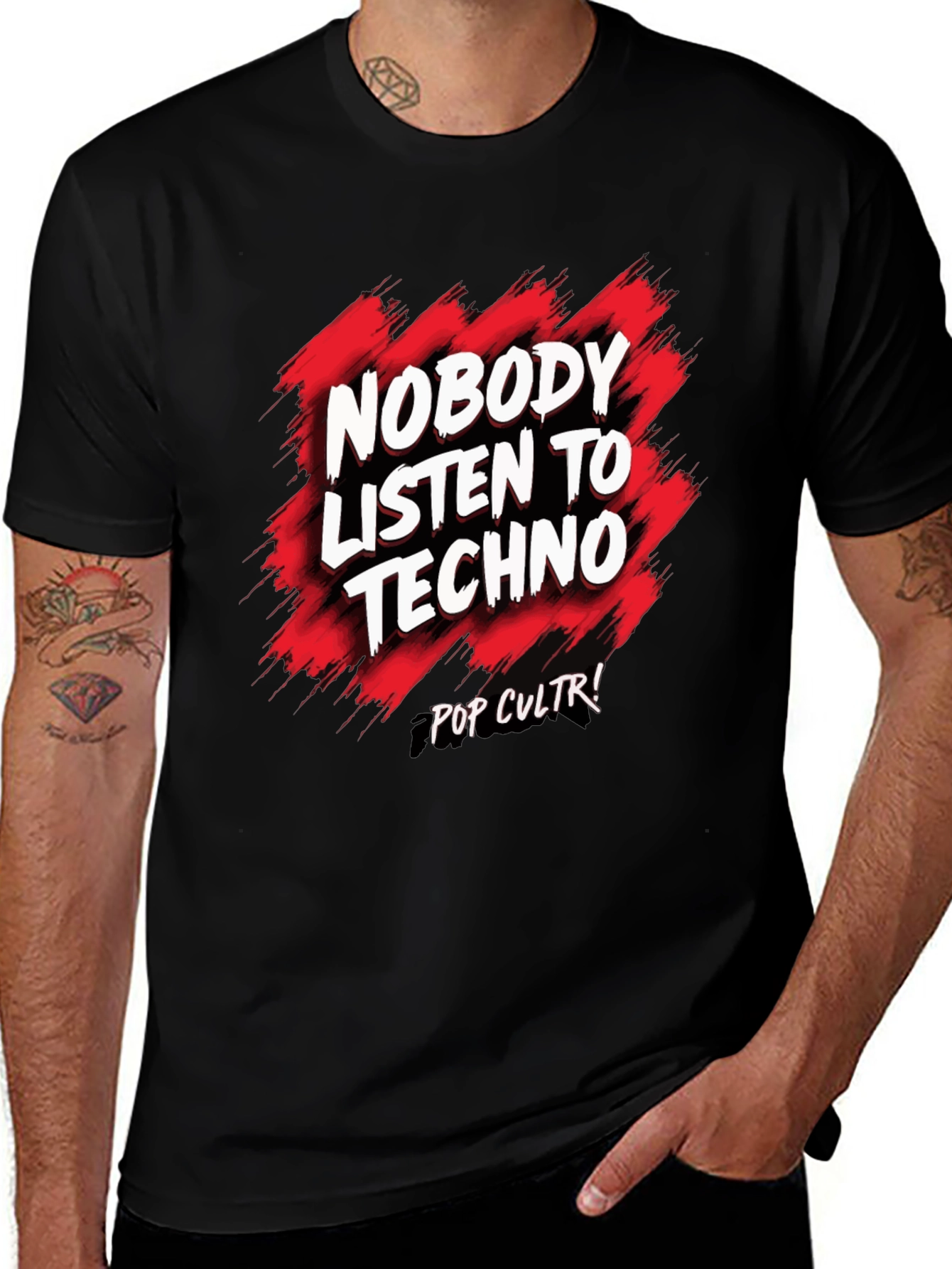 Variant 21 of Nobody Listen To Techno Black Graphic Tee