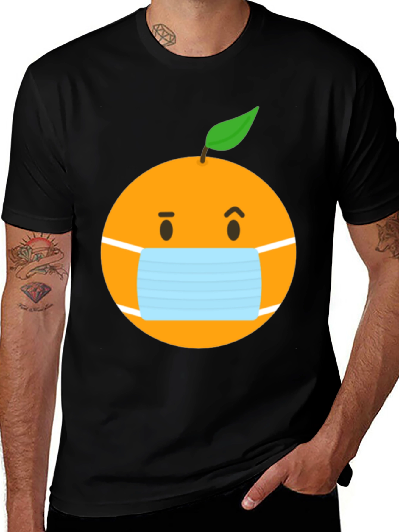 Variant 11 of Masked Orange Graphic Tee - Unisex Black T-Shirt