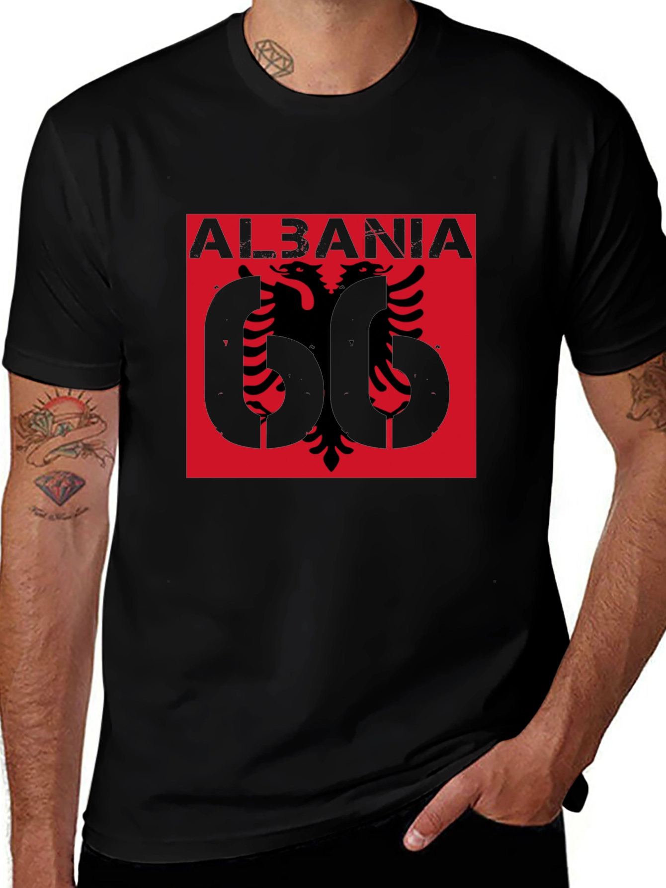 Variant 10 of Albania Graphic Tee - Black Short Sleeve T-Shirt