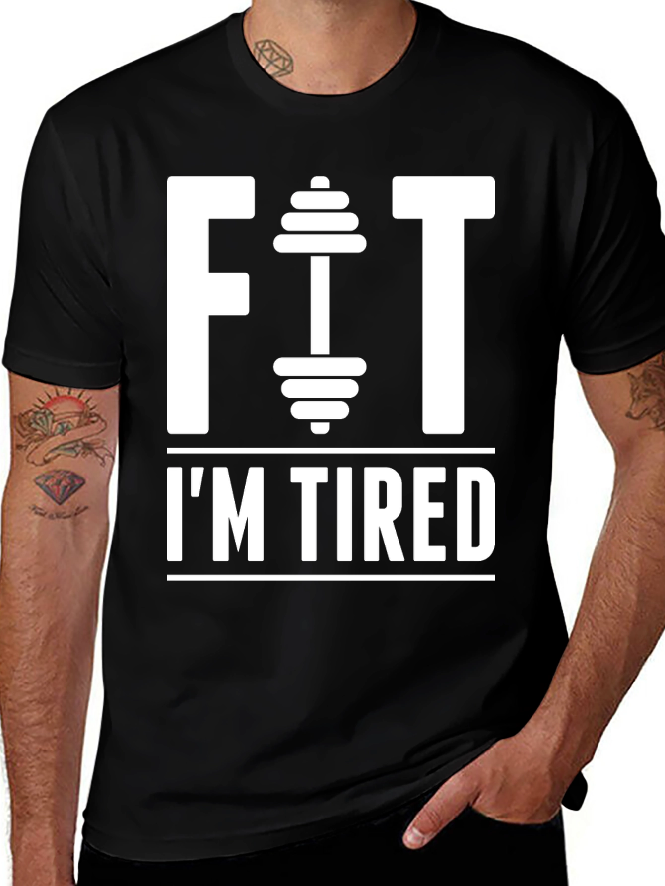 Variant 20 of Funny Workout T-Shirt - Fit I'm Tired Gym Humor