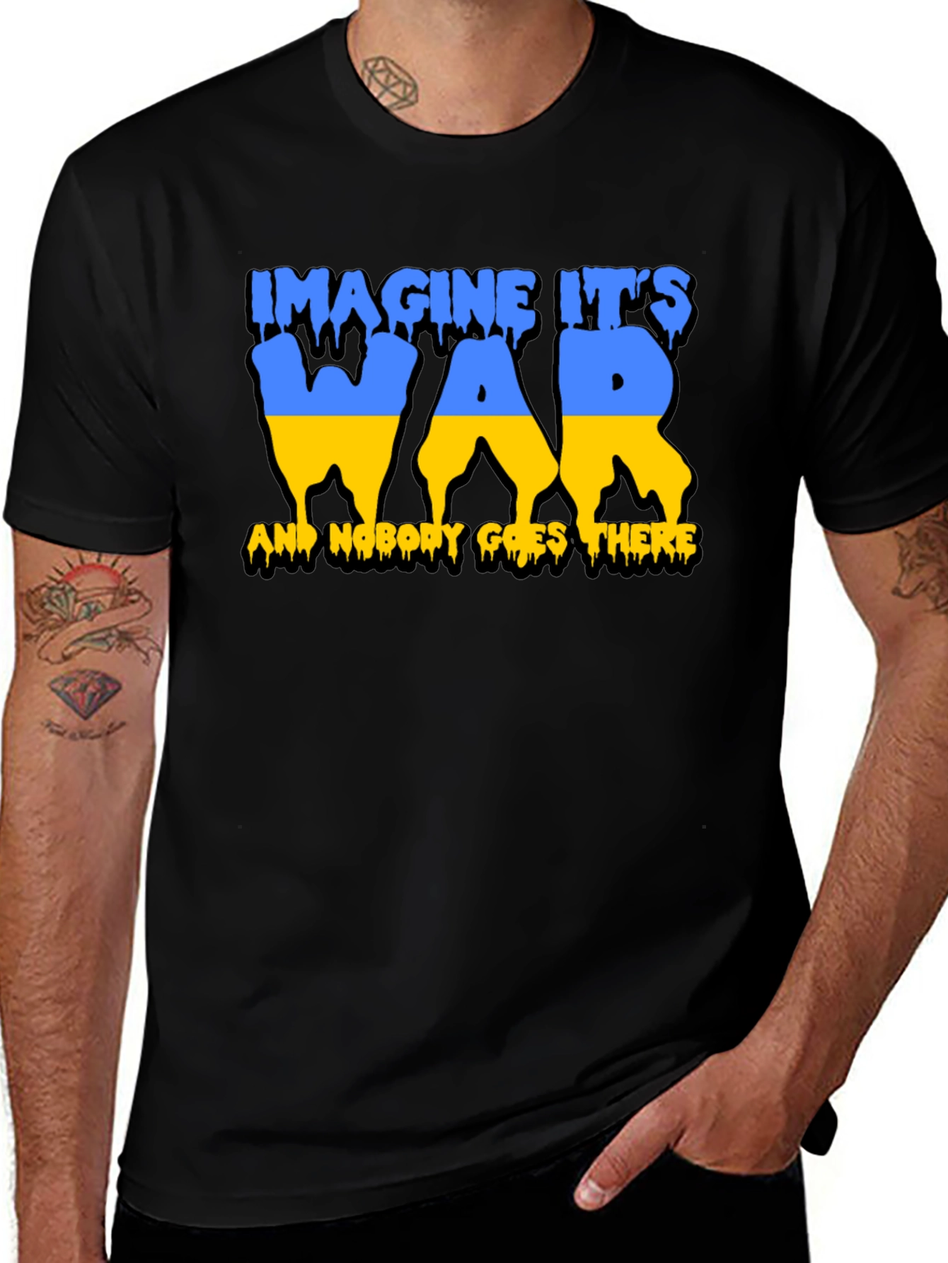 Variant 15 of Imagine No War T-Shirt - Ukraine Flag Colors