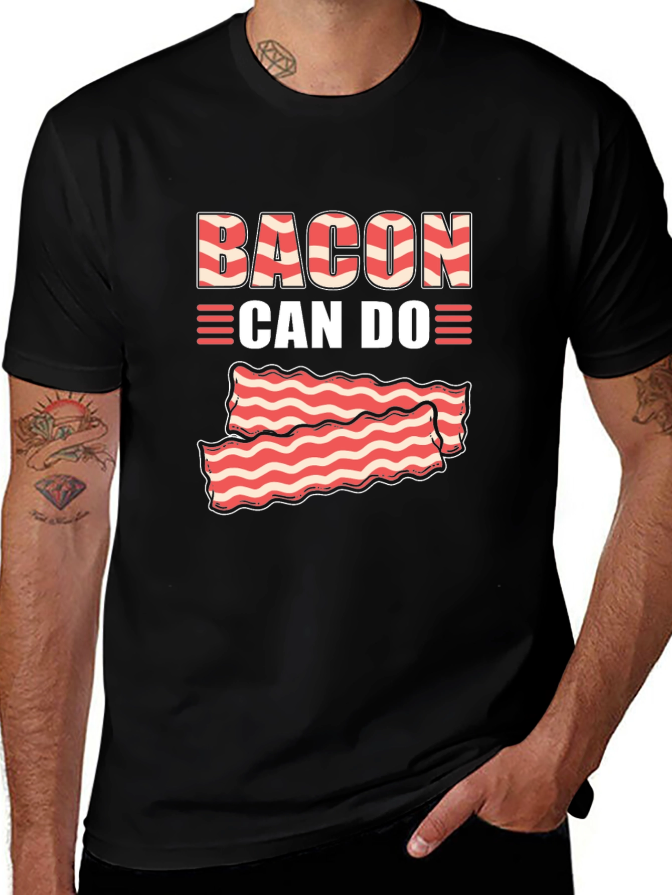 Variant 9 of Bacon Can Do T-Shirt Funny Foodie Tee