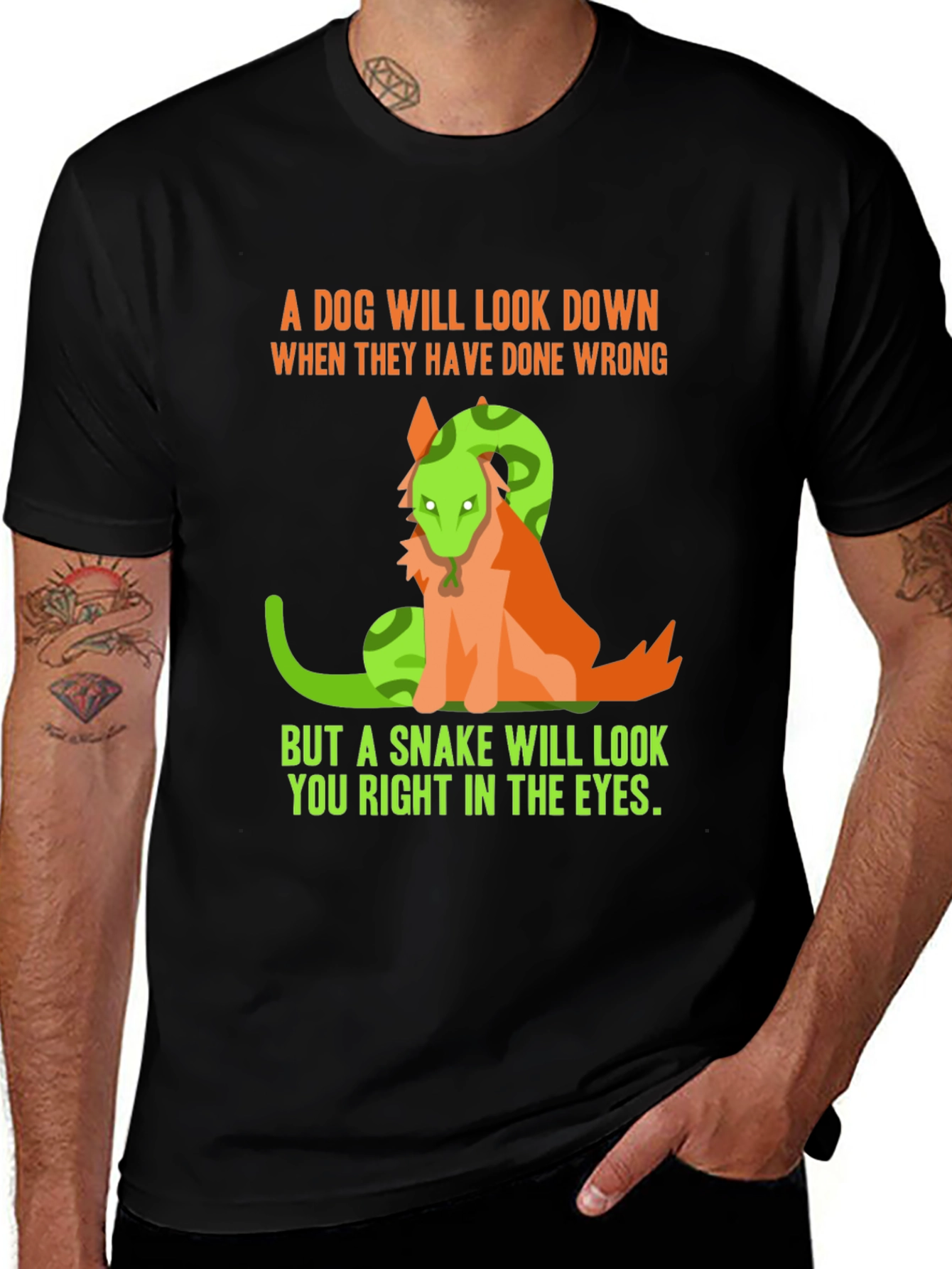 Variant 22 of Dog and Snake Graphic T-Shirt - Funny Animal Tee