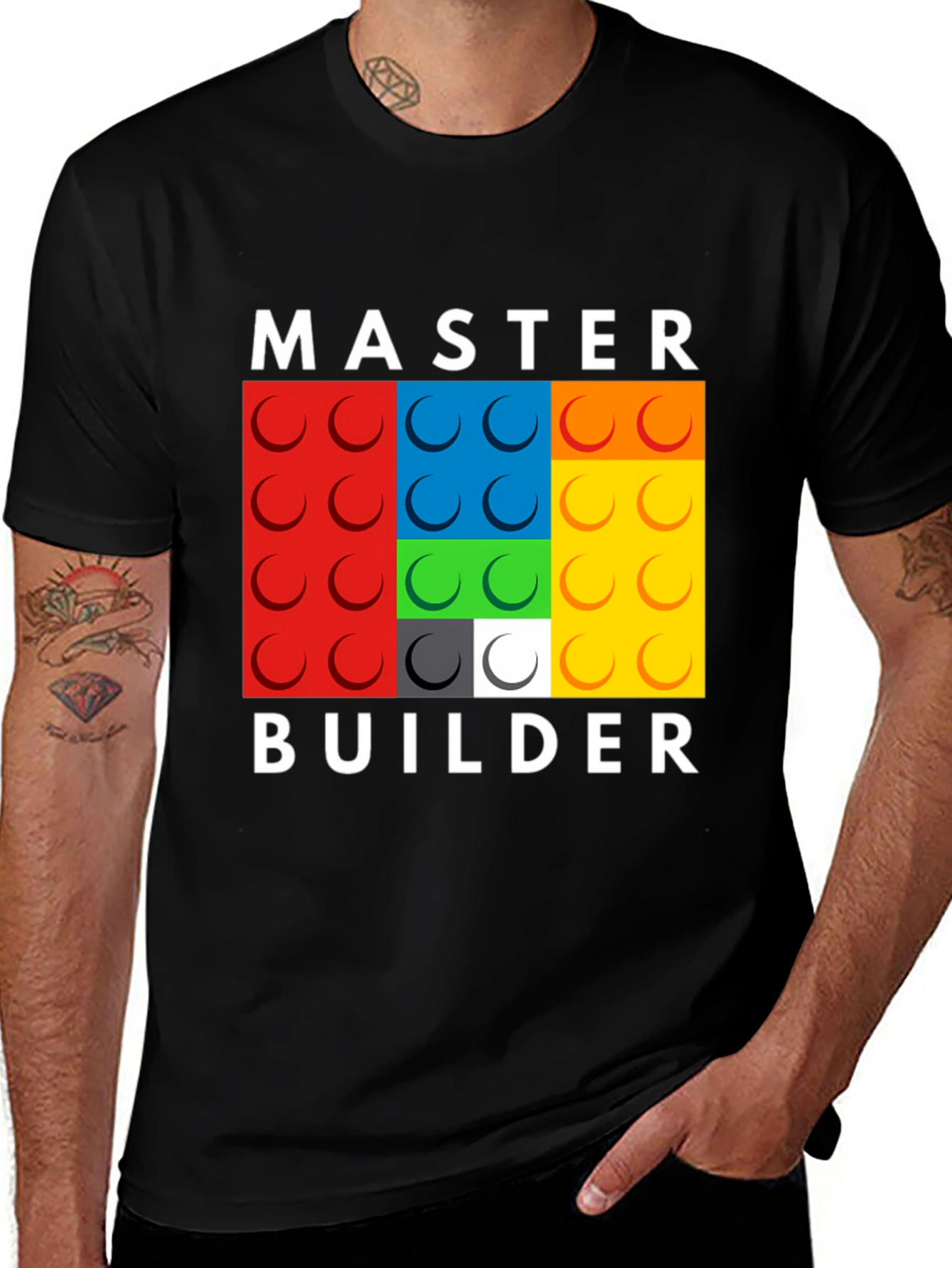 Master Builder Brick T-Shirt - Colorful Building Blocks Design