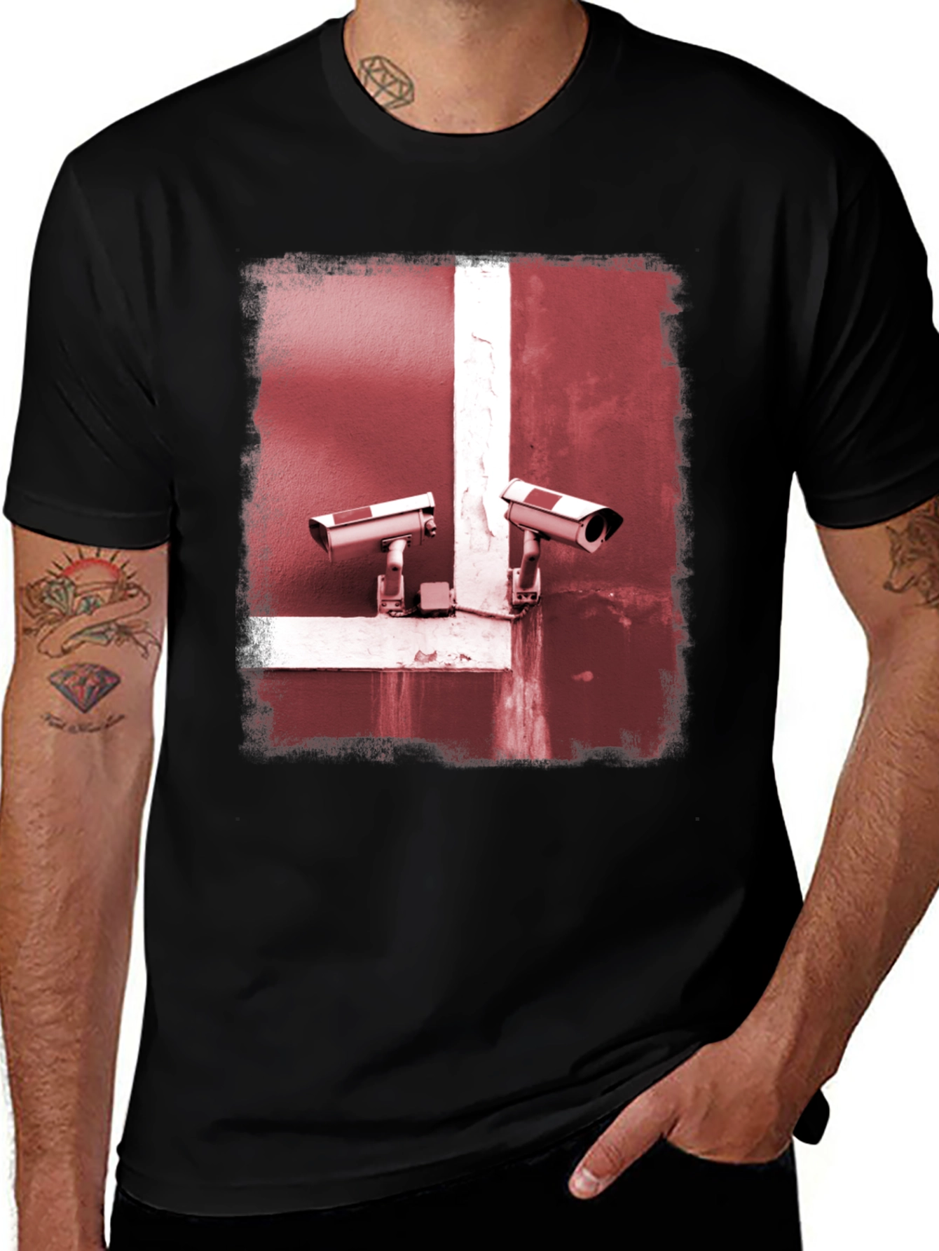 Variant 2 of Surveillance Flag Graphic Tee - Cool Streetwear