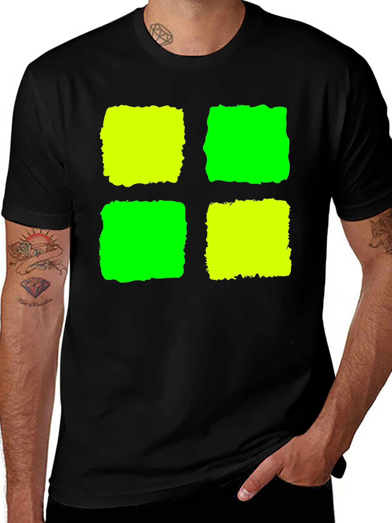 Variant 10 of Abstract Geometric Graphic Tee - Black Cotton Blend Shirt