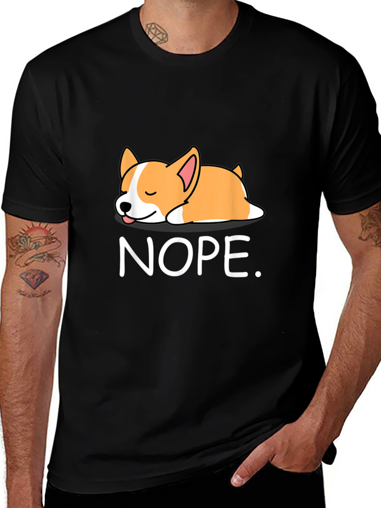 Variant 24 of Nope Corgi Men's Black Graphic T-Shirt