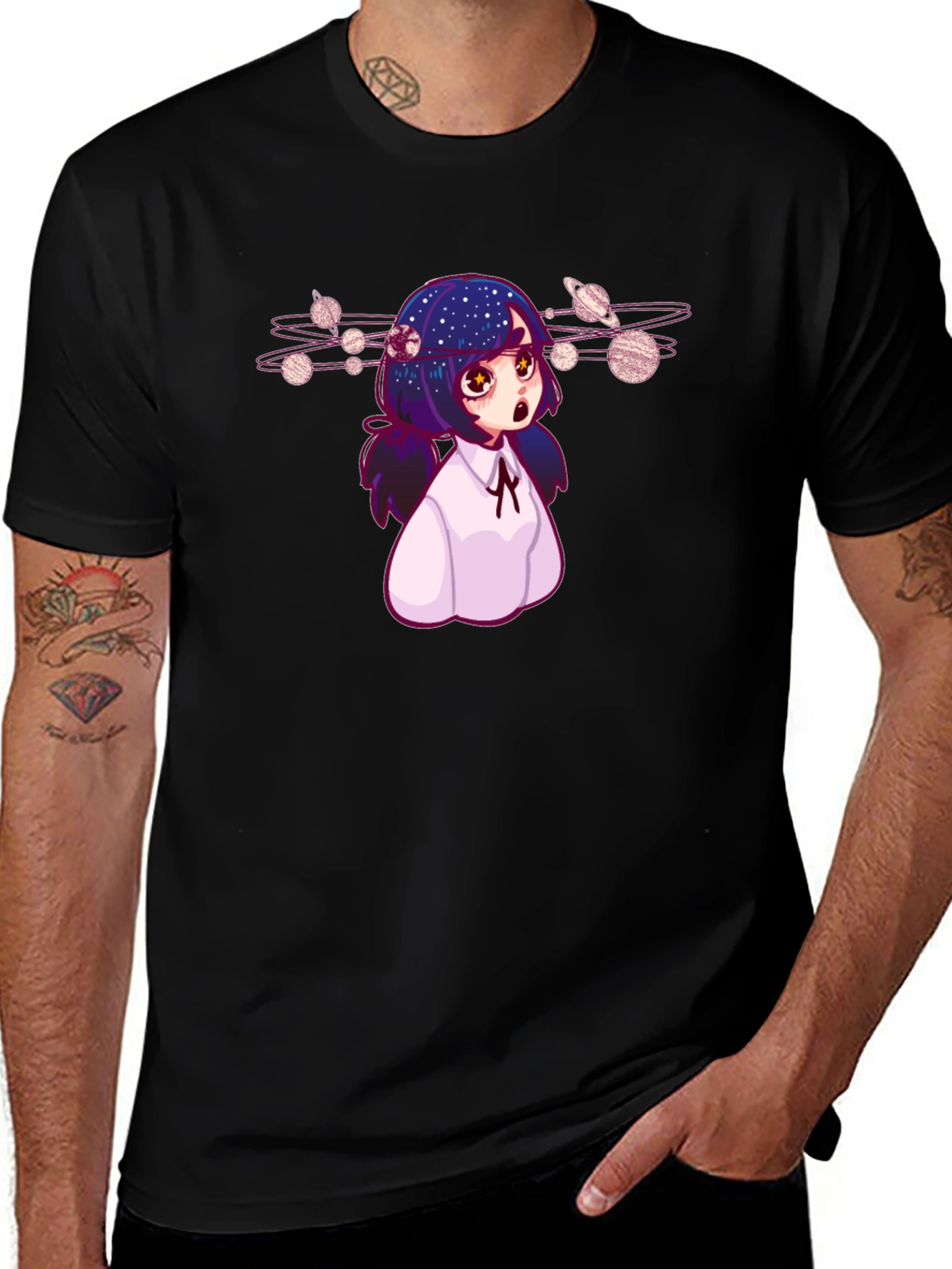 Variant 6 of Anime Girl Planetarium T-Shirt - Unique Graphic Tee
