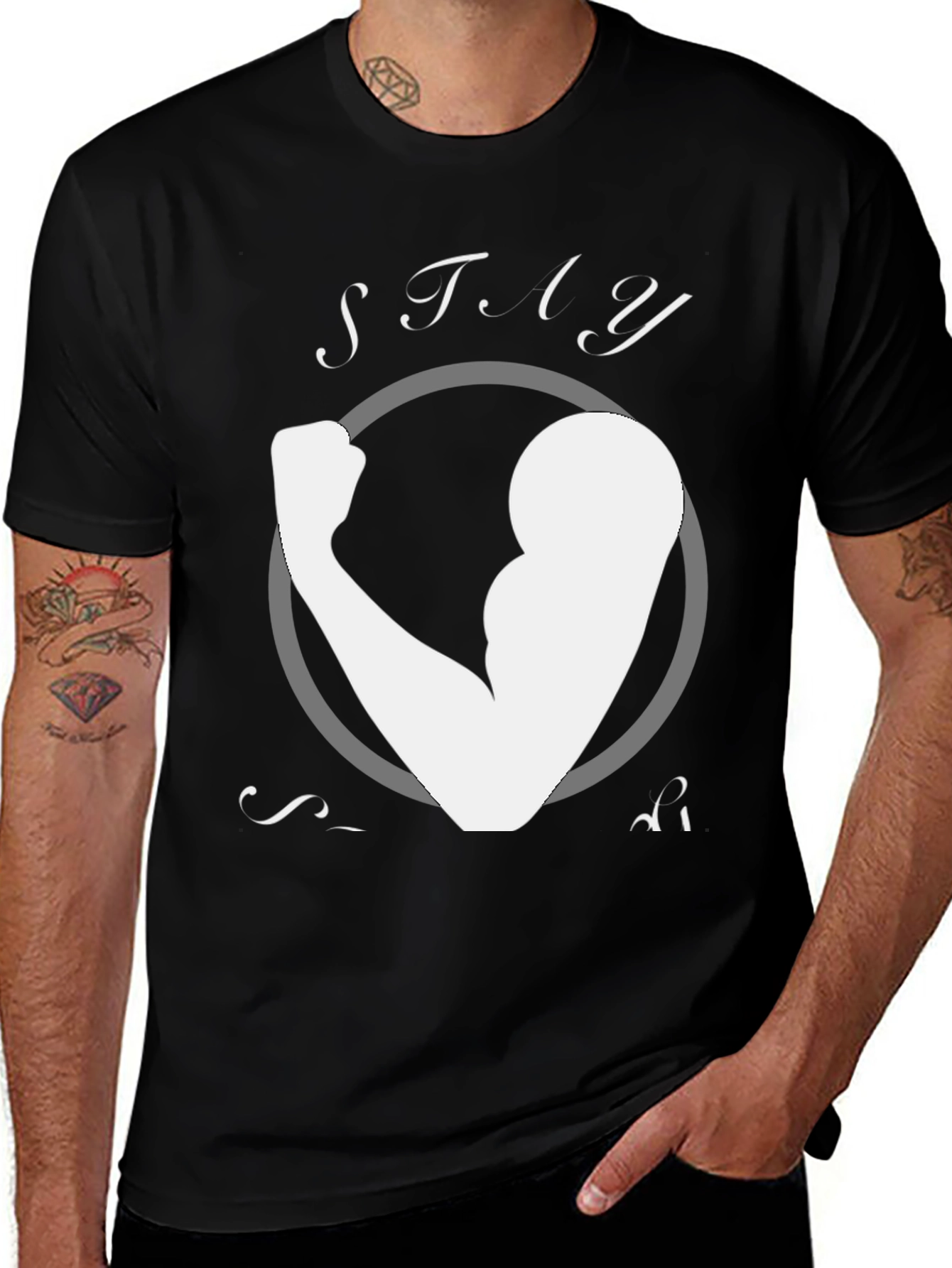 Variant 9 of Stay Strong T-Shirt - Arm Muscle Graphic Tee