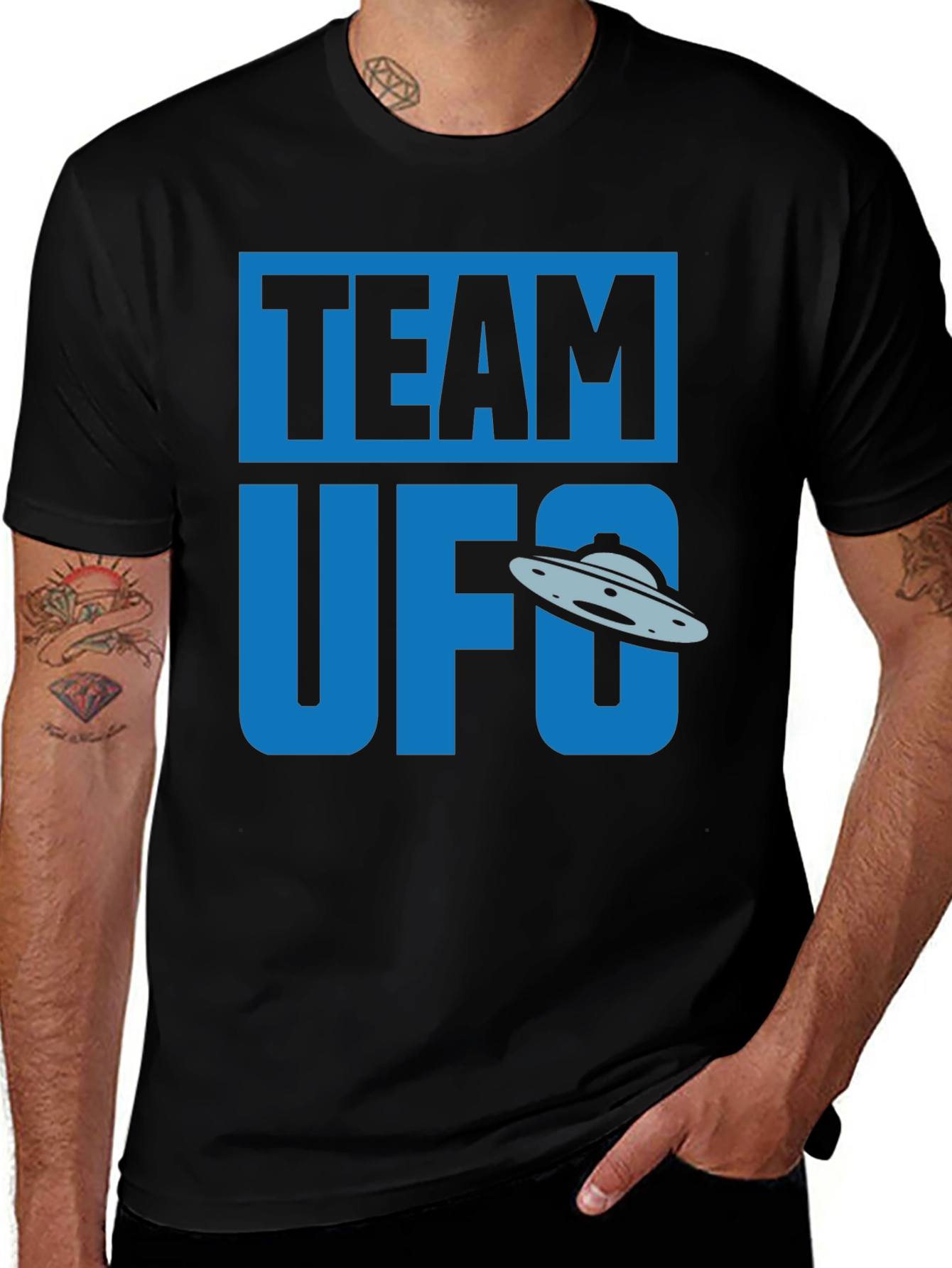 Team UFO Graphic T-Shirt - Black Cotton Tee