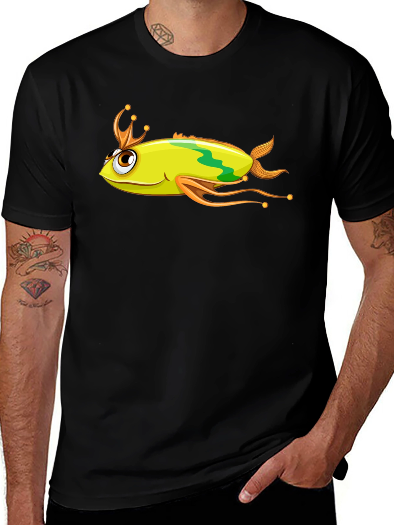 Variant 5 of Novelty Fish Graphic Black T-Shirt