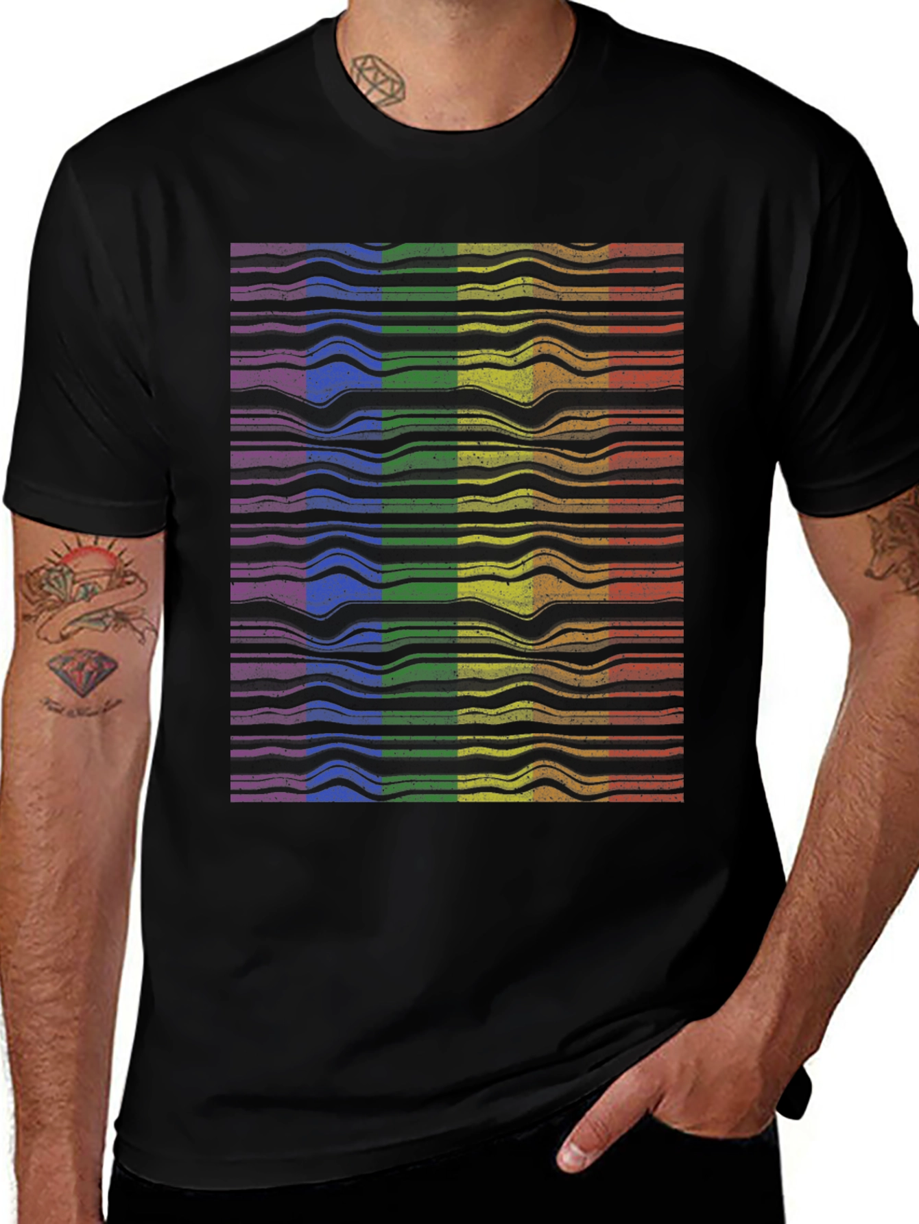 Variant 22 of Rainbow Wave Graphic T-Shirt - Prideful Style