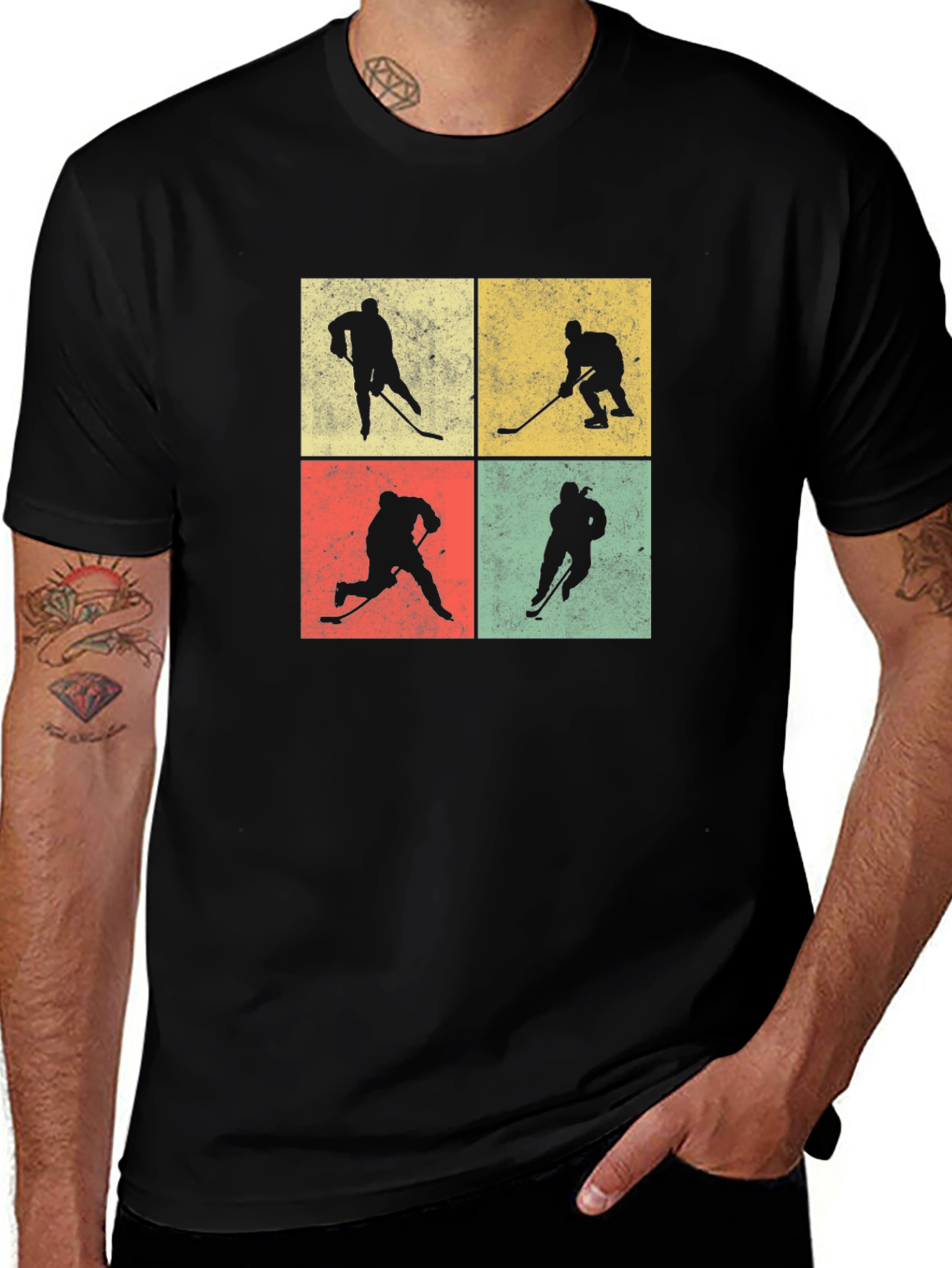 Variant 16 of Retro Hockey Player Silhouette T-Shirt