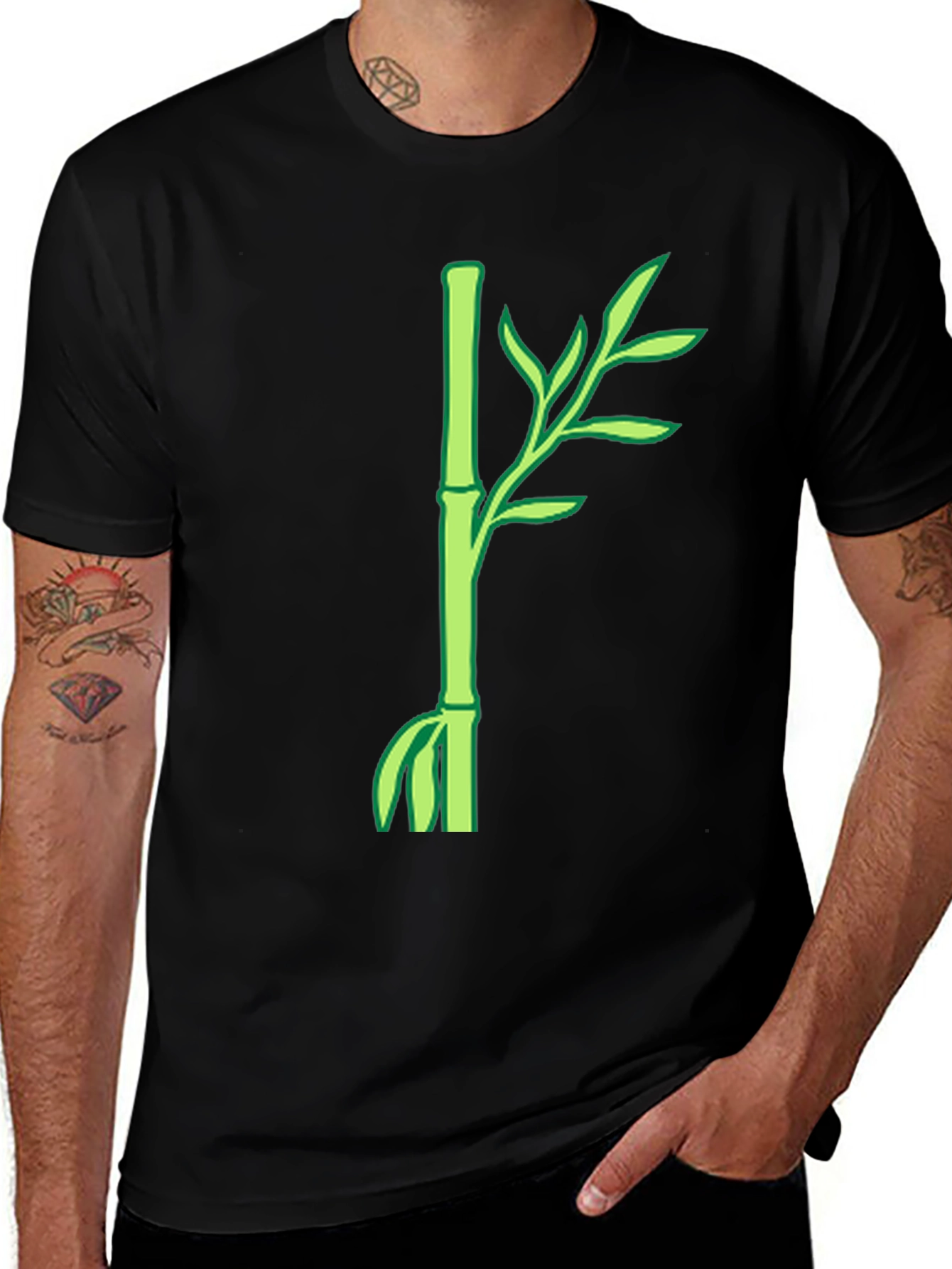 Variant 2 of Bamboo Plant Graphic T-Shirt - Casual Style