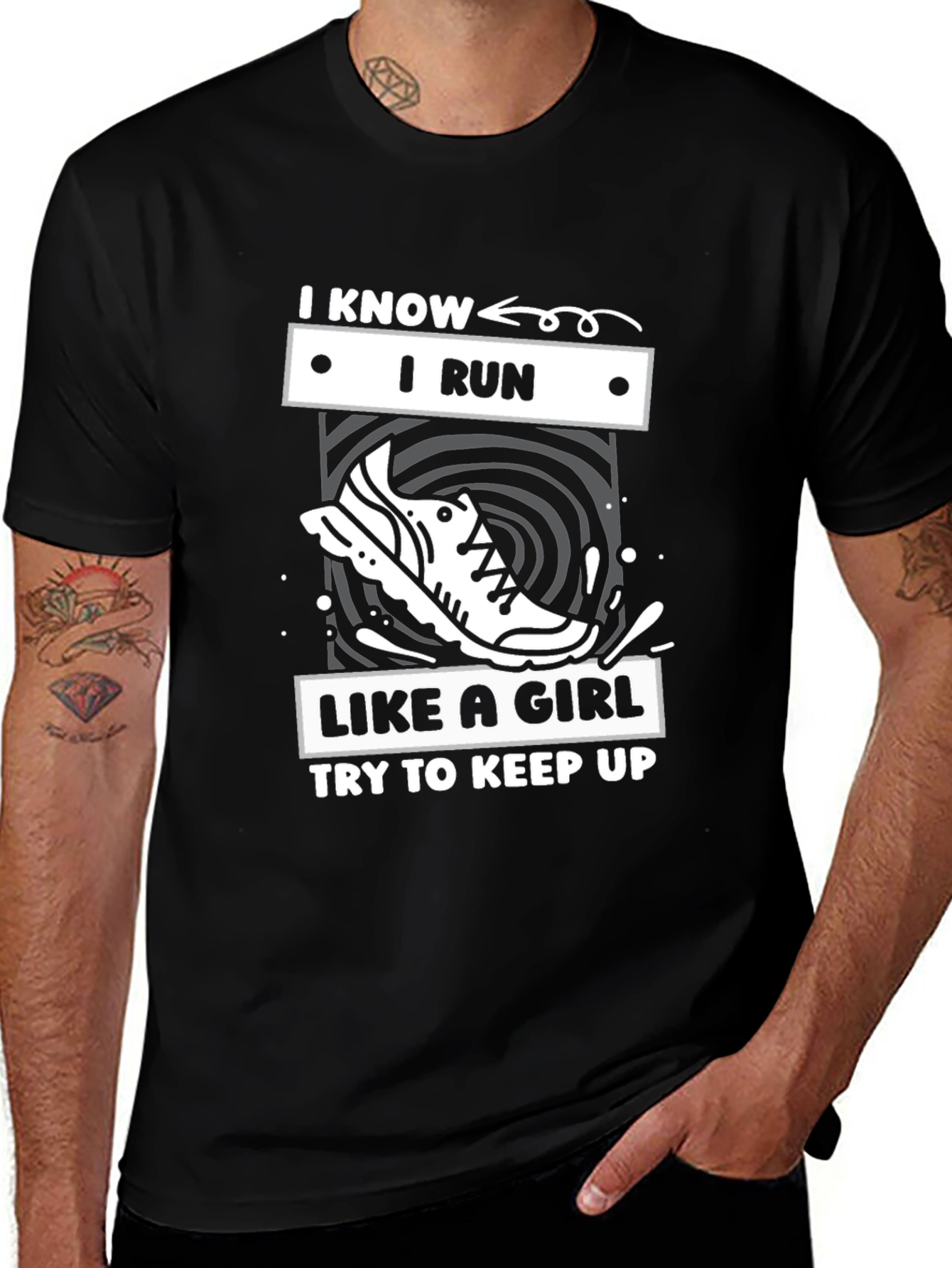 Variant 2 of I Run Like a Girl Black Graphic Tee